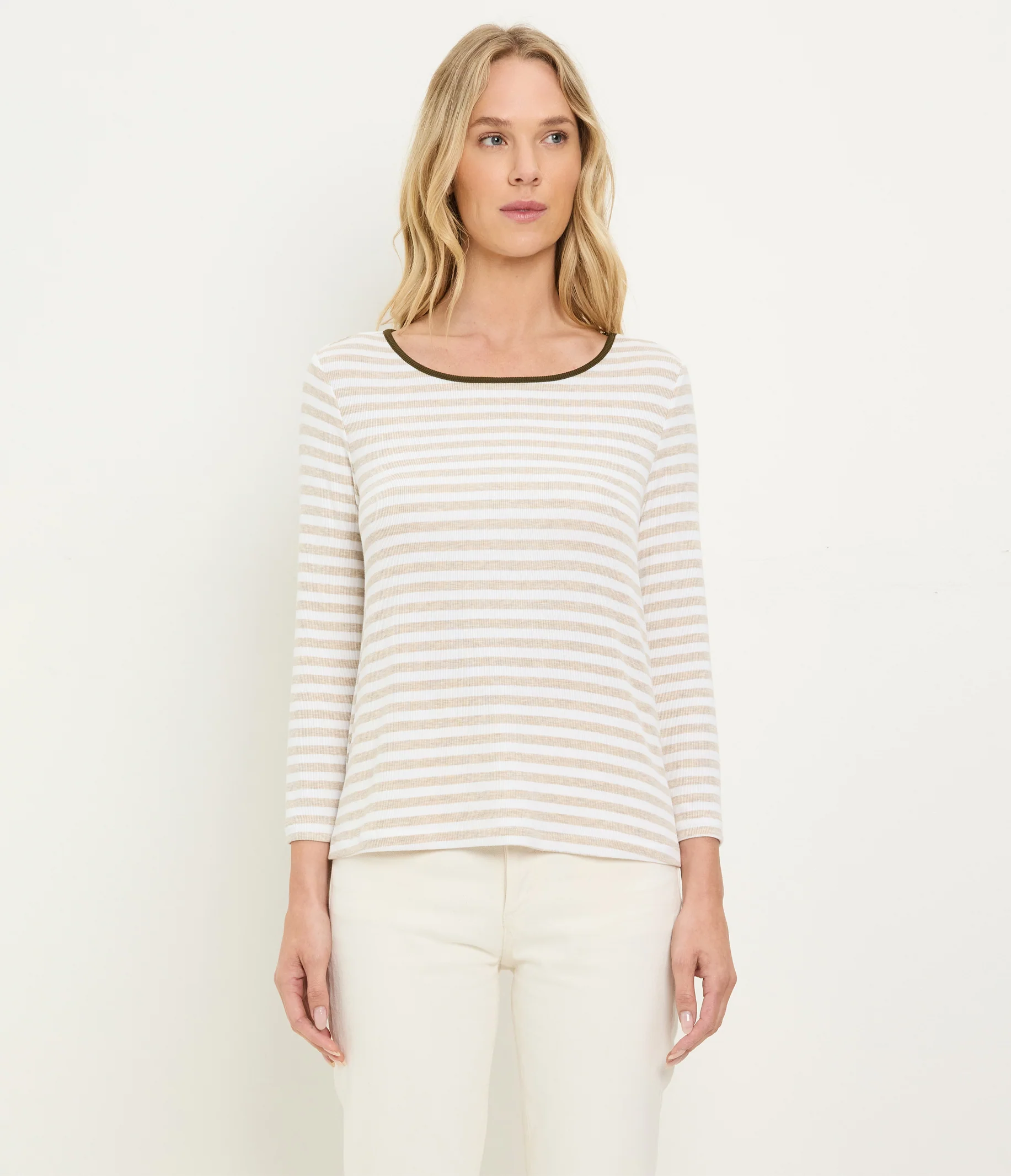 Amelee Striped Ribbed Boat Neck Tee - Image 10