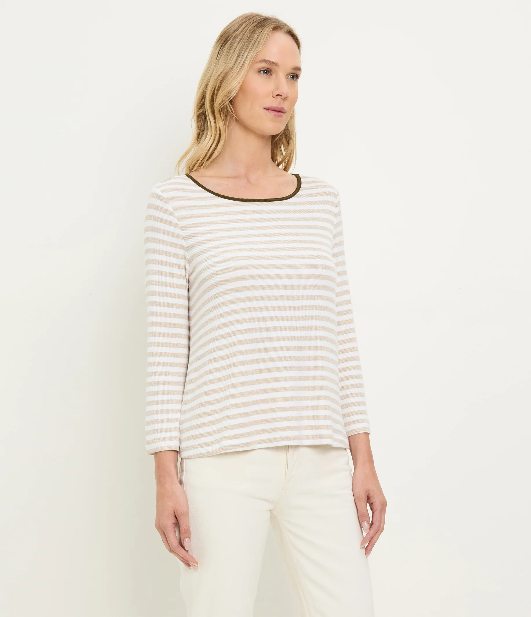 Amelee Striped Ribbed Boat Neck Tee - Image 11