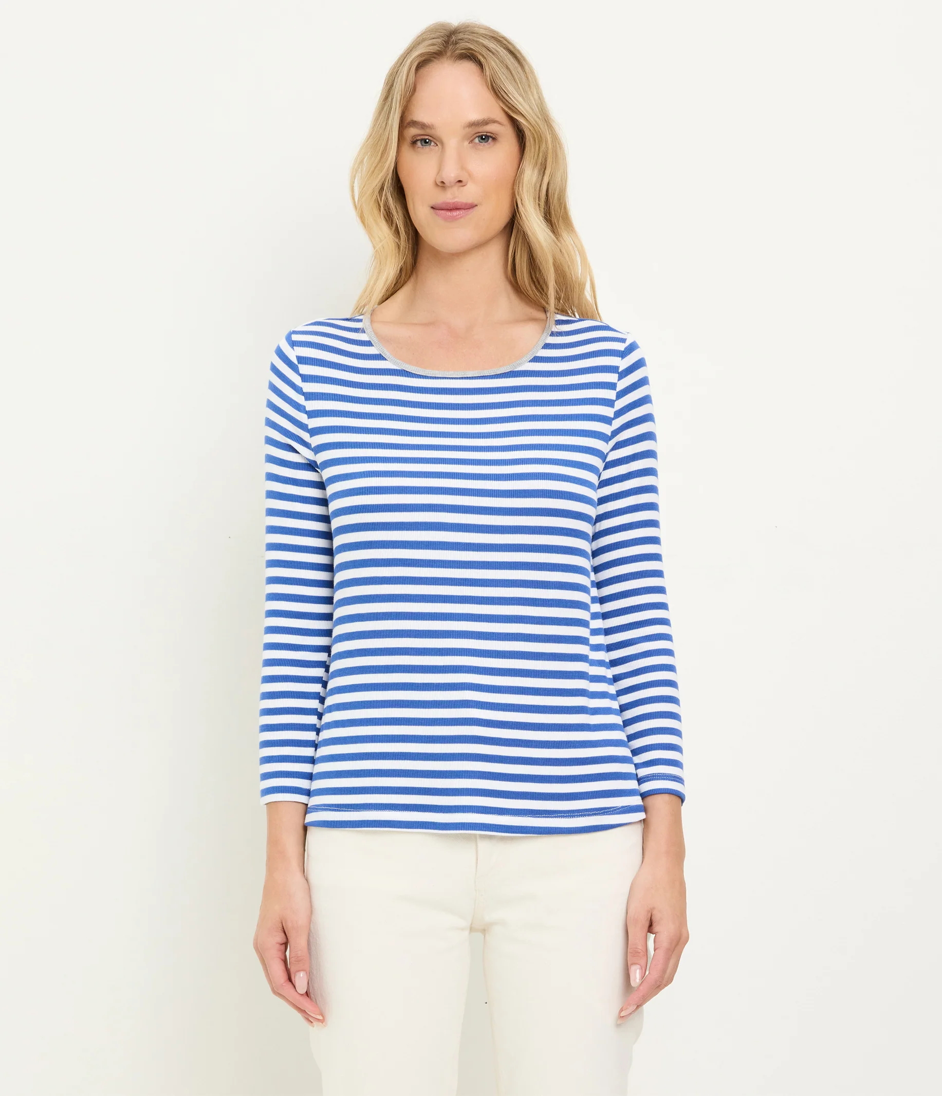 Amelee Striped Ribbed Boat Neck Tee - Image 3