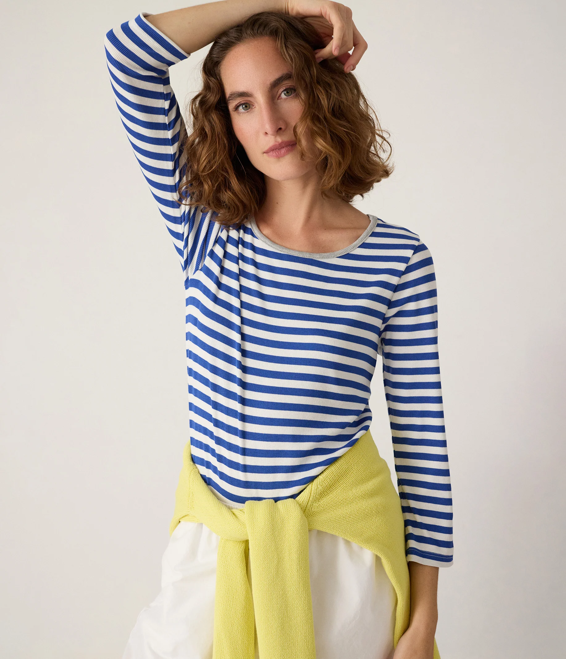 Amelee Striped Ribbed Boat Neck Tee - Image 6