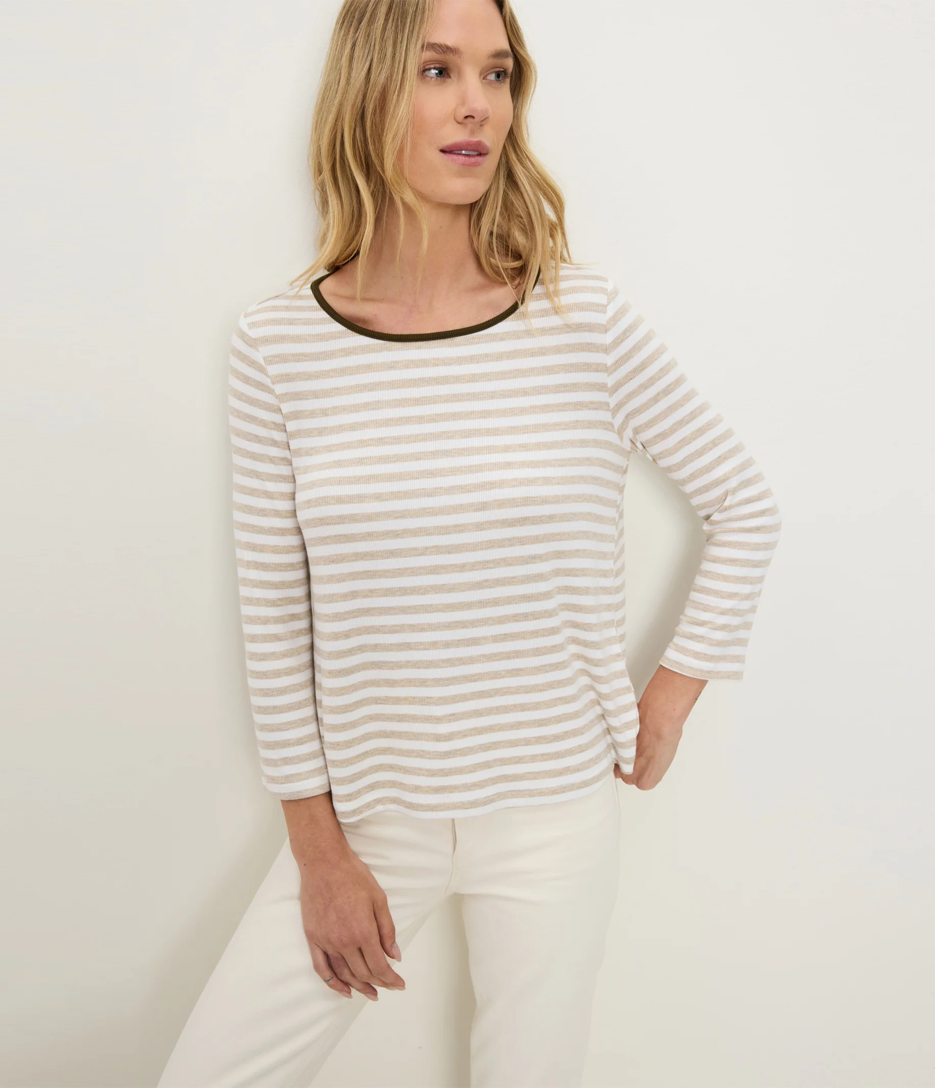 Amelee Striped Ribbed Boat Neck Tee - Image 8