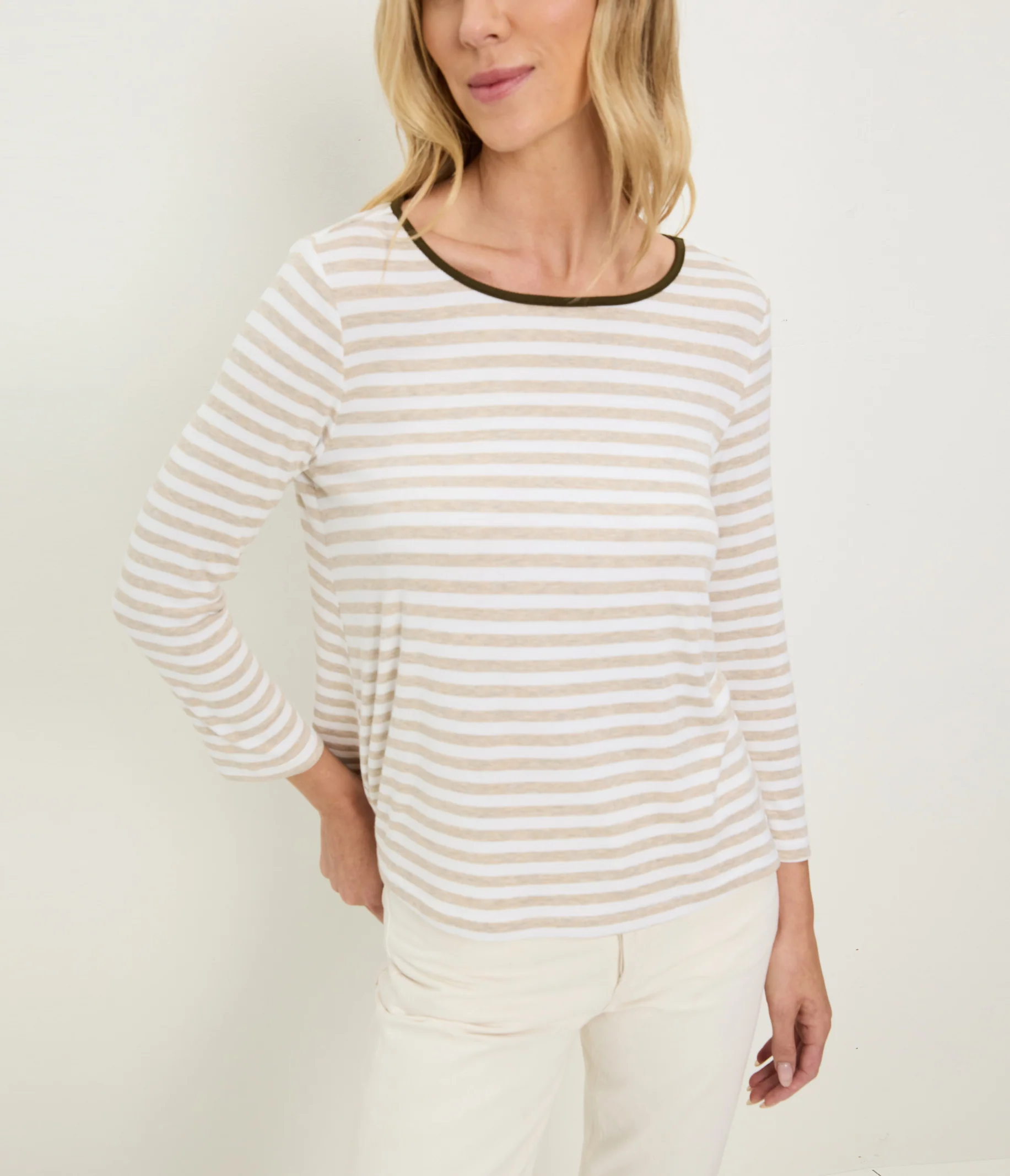 Amelee Striped Ribbed Boat Neck Tee - Image 9