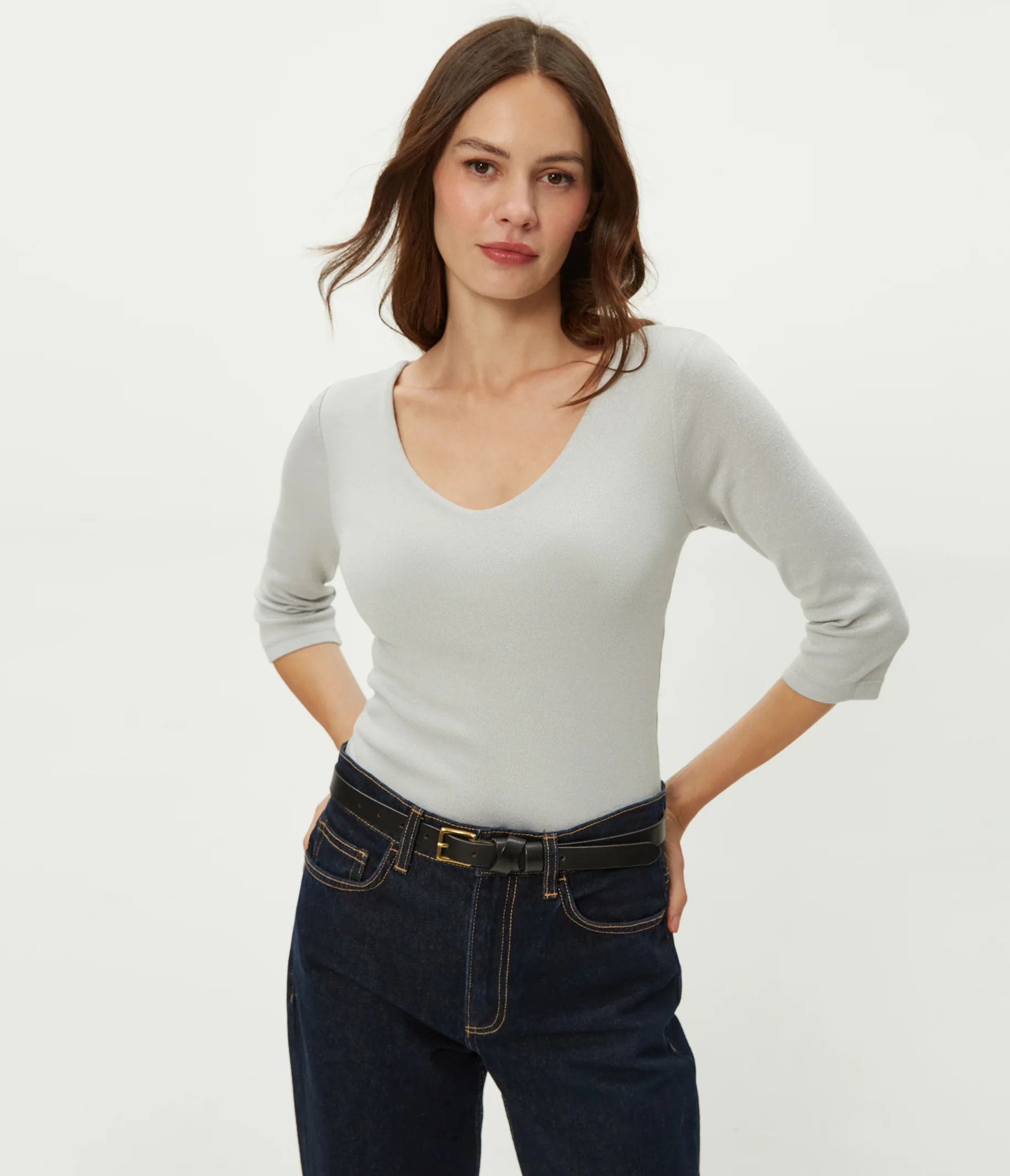 Angelina Shine V-Neck Tee - Image 41