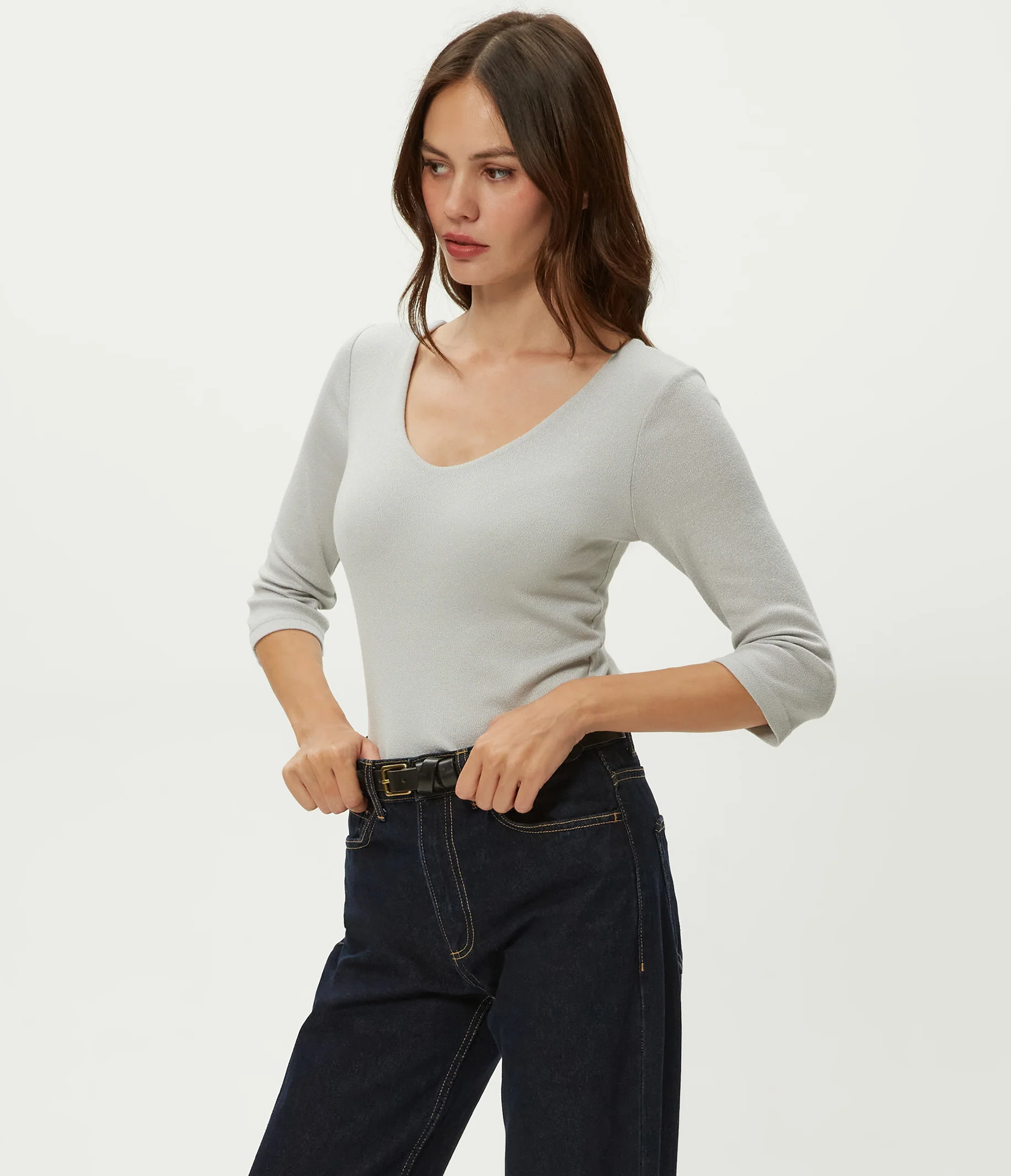 Angelina Shine V-Neck Tee - Image 43