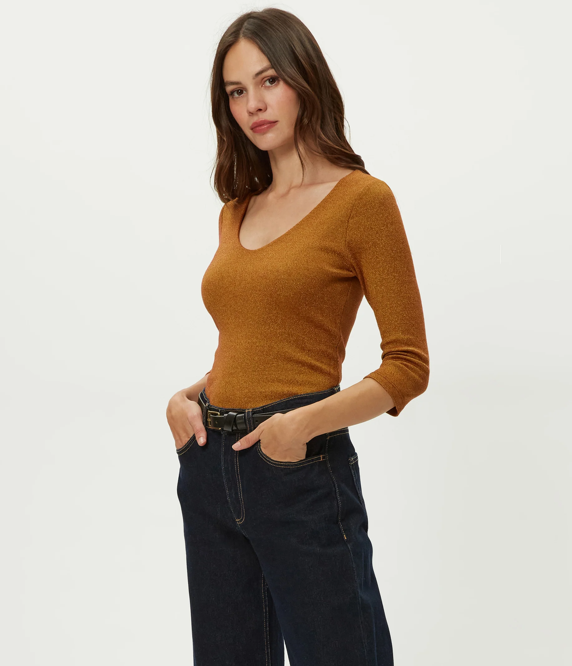 Angelina Shine V-Neck Tee - Image 47