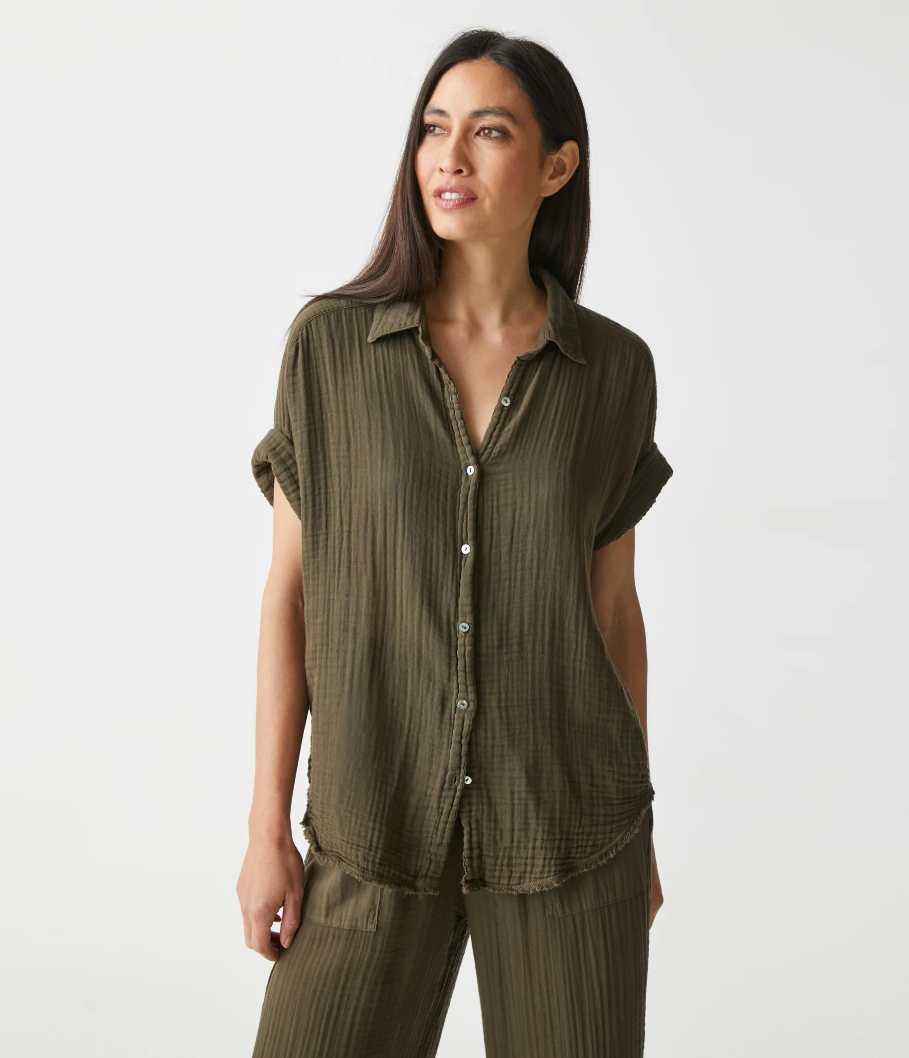 Bailey Gauze Button Down Shirt - Image 108