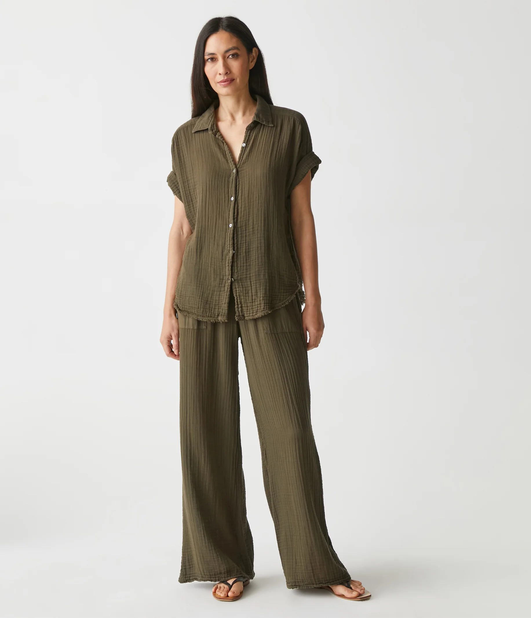 Bailey Gauze Button Down Shirt - Image 109