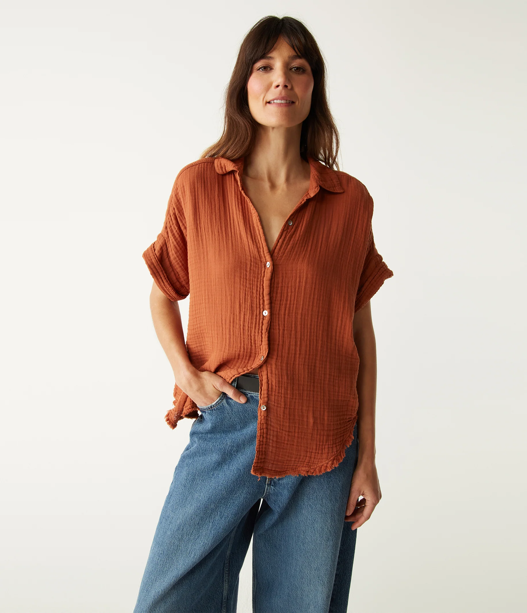 Bailey Gauze Button Down Shirt - Image 112