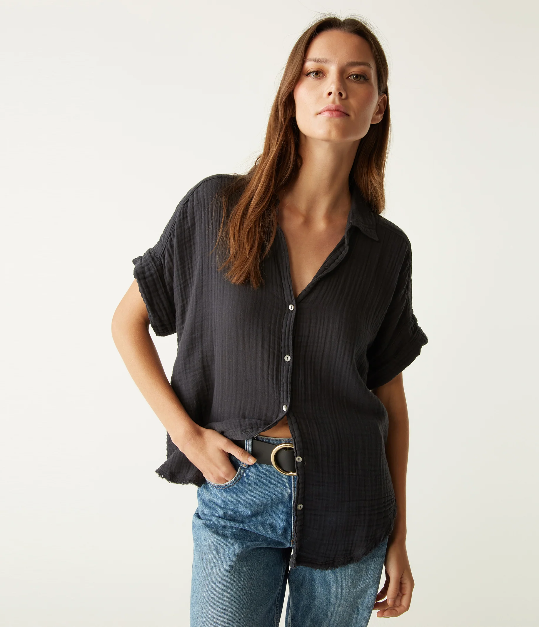 Bailey Gauze Button Down Shirt - Image 116