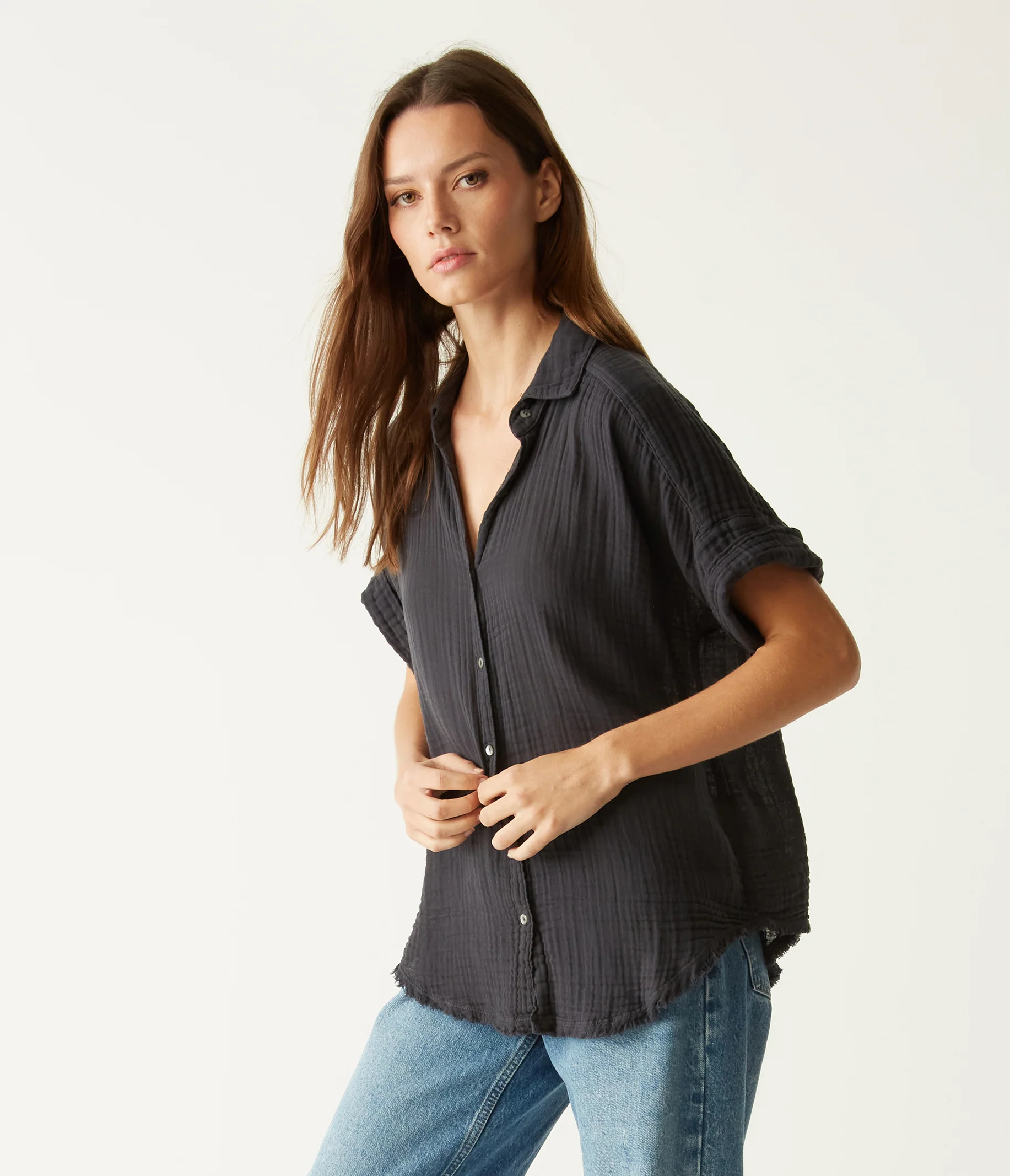 Bailey Gauze Button Down Shirt - Image 118