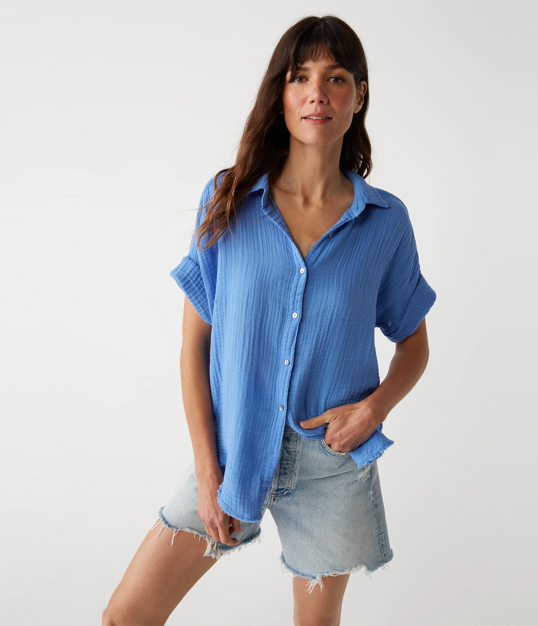 Bailey Gauze Button Down Shirt - Image 124