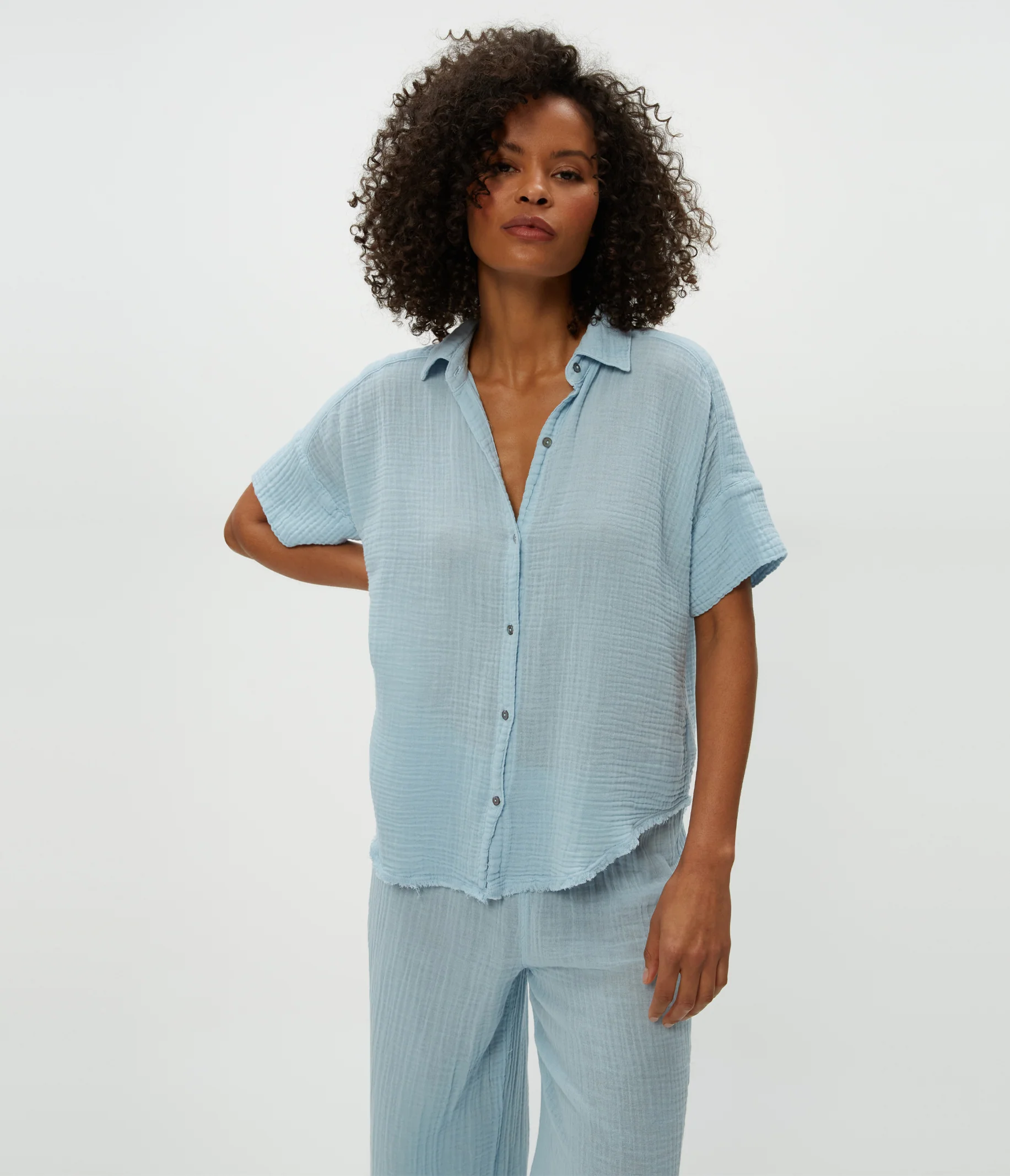 Bailey Gauze Button Down Shirt - Image 13