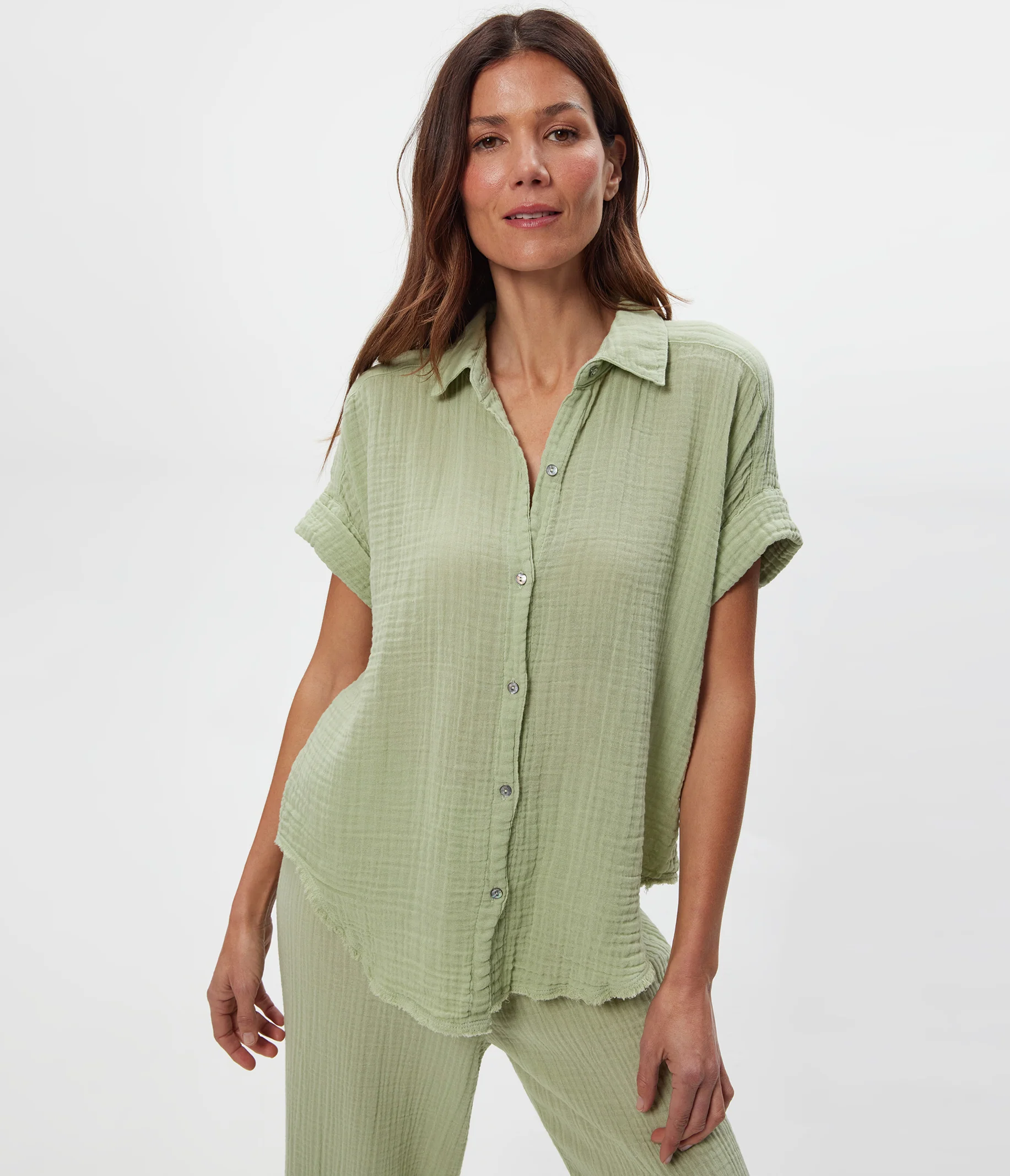 Bailey Gauze Button Down Shirt - Image 132