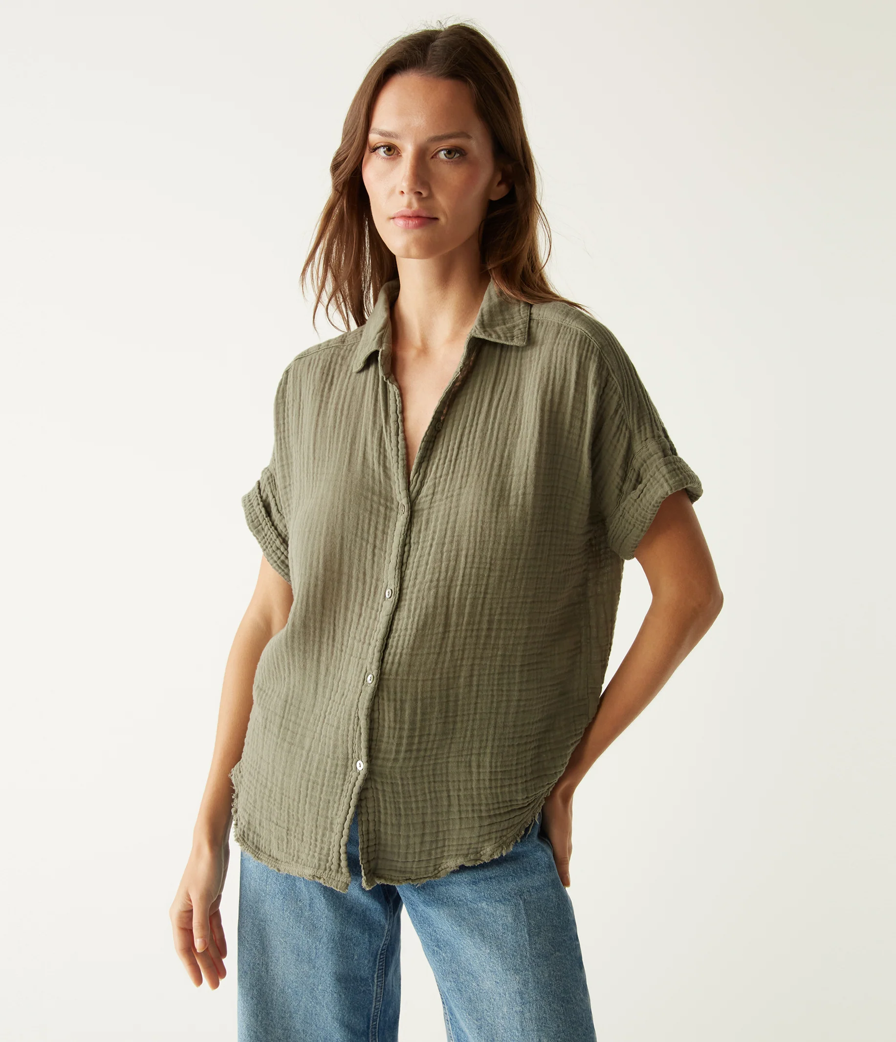 Bailey Gauze Button Down Shirt - Image 68
