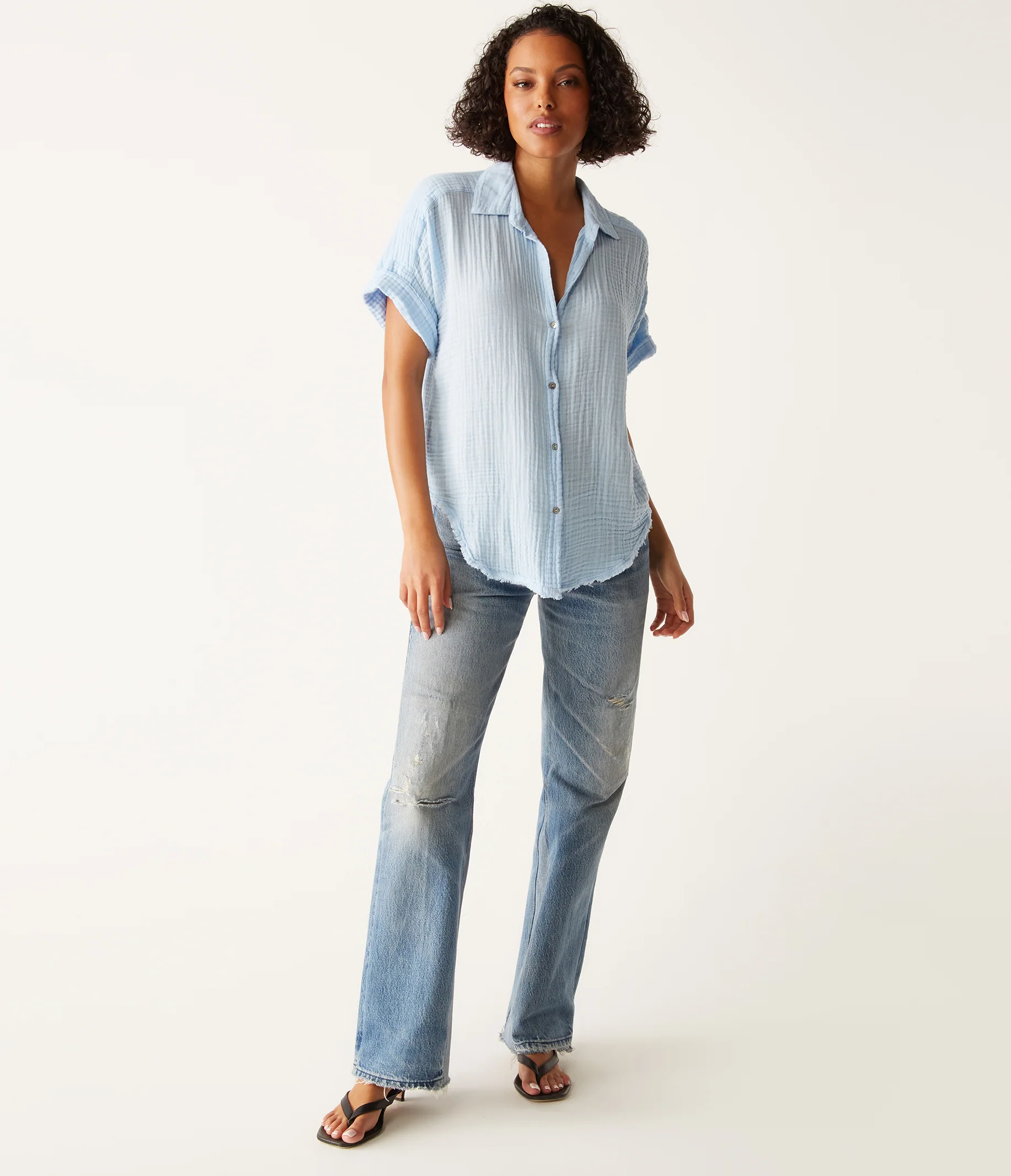 Bailey Gauze Button Down Shirt - Image 85