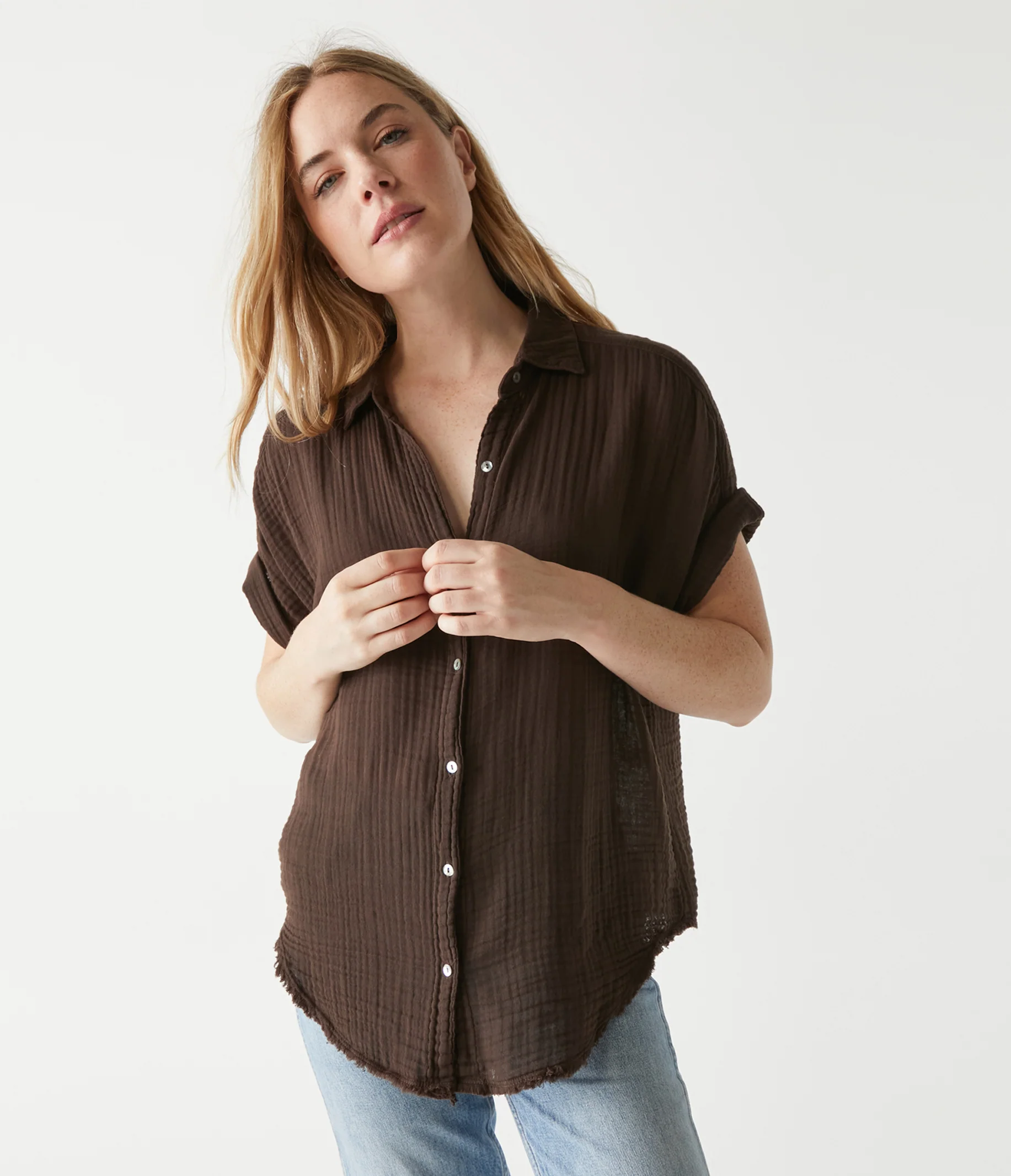 Bailey Gauze Button Down Shirt - Image 88