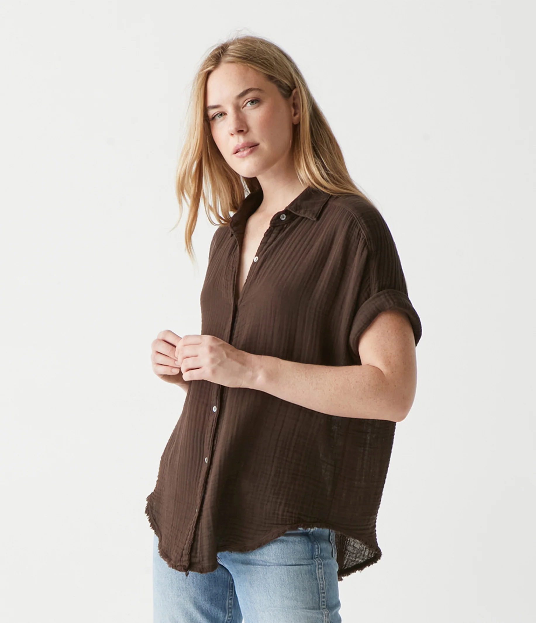 Bailey Gauze Button Down Shirt - Image 90