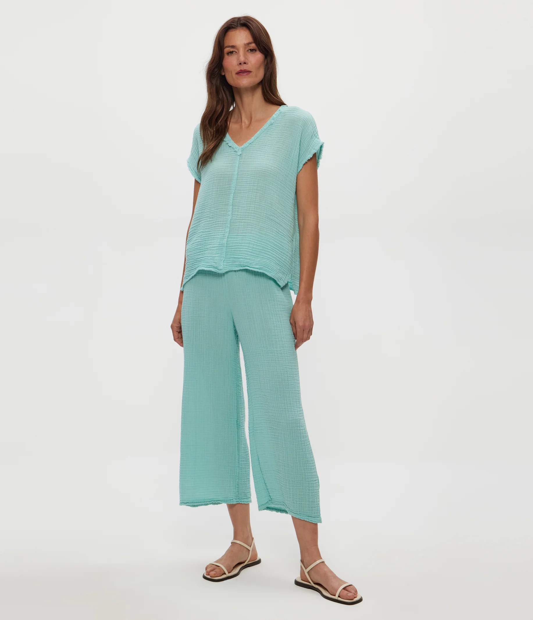Draya Gauze V-Neck Top - Image 100
