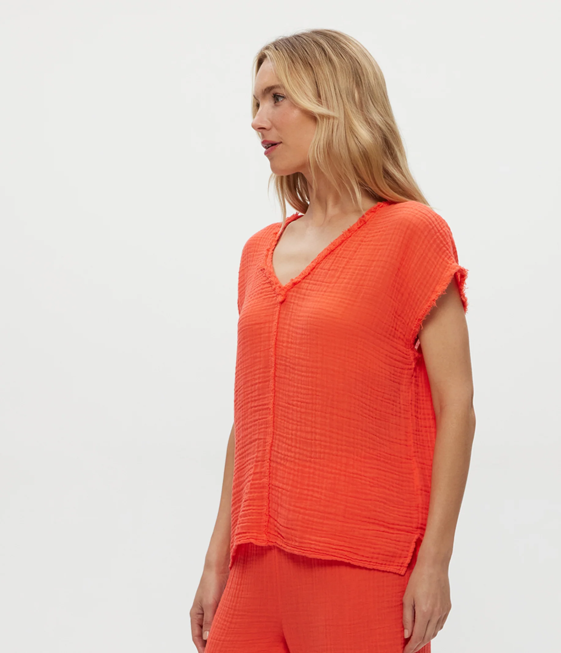 Draya Gauze V-Neck Top - Image 11