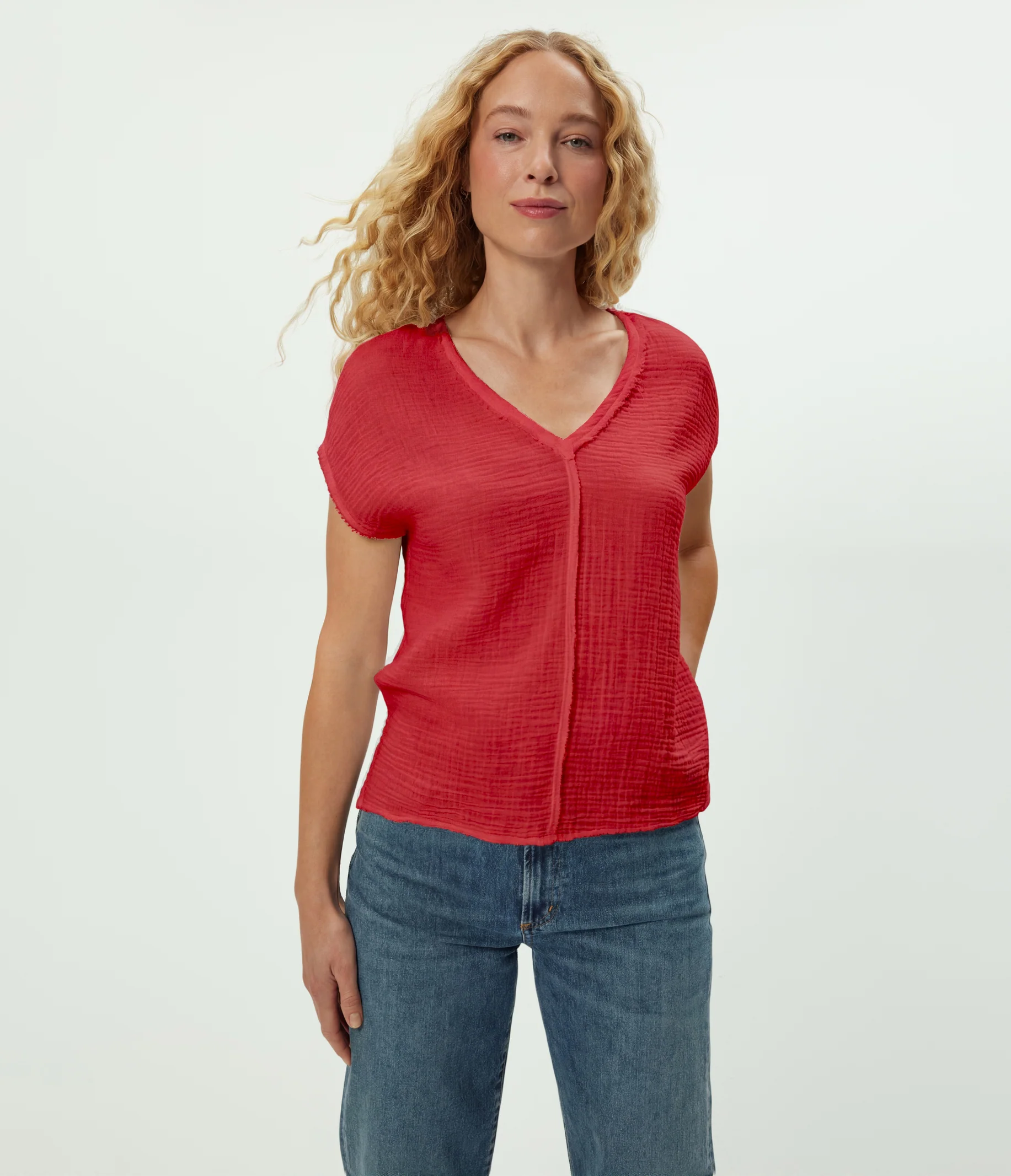 Draya Gauze V-Neck Top - Image 115