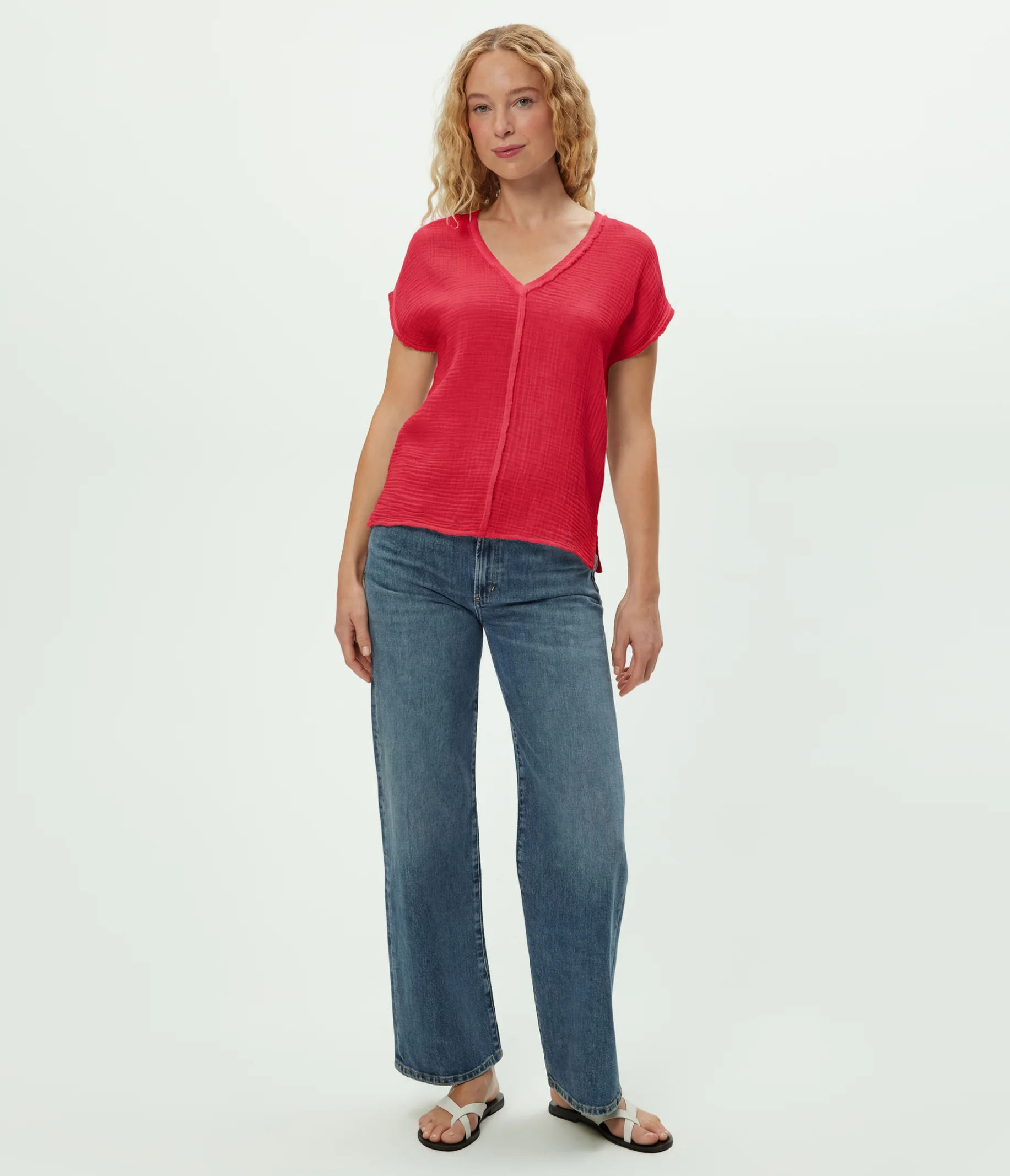 Draya Gauze V-Neck Top - Image 116