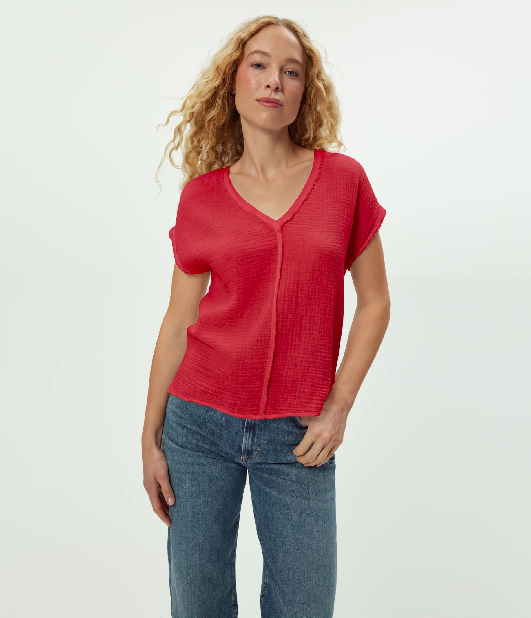Draya Gauze V-Neck Top - Image 117