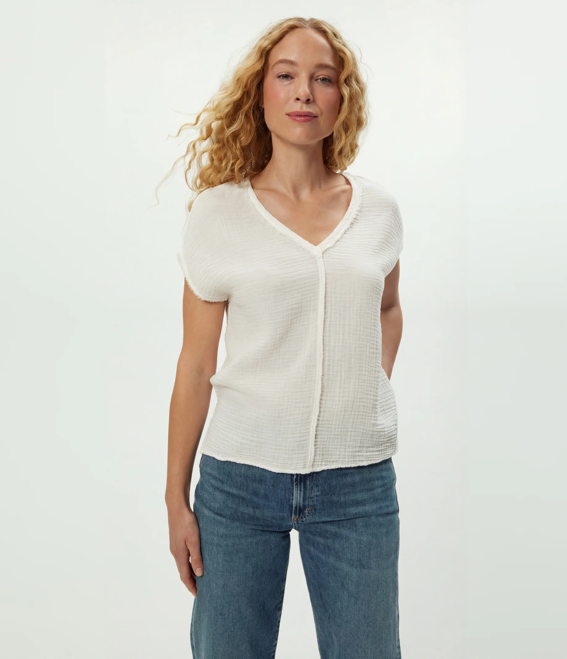 Draya Gauze V-Neck Top - Image 120