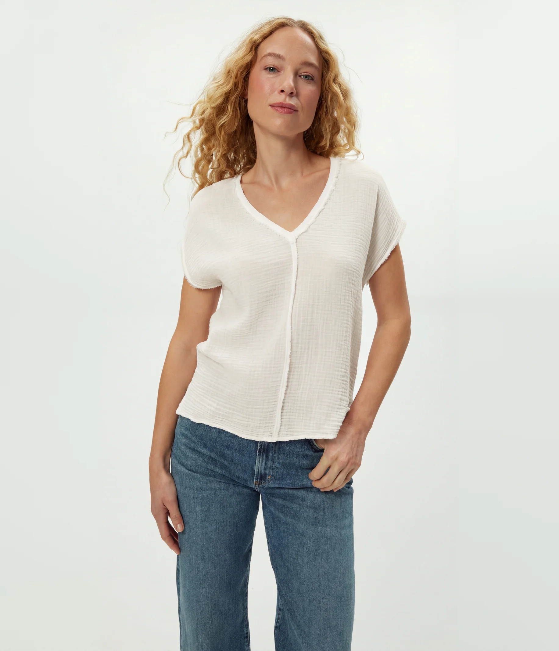 Draya Gauze V-Neck Top - Image 122