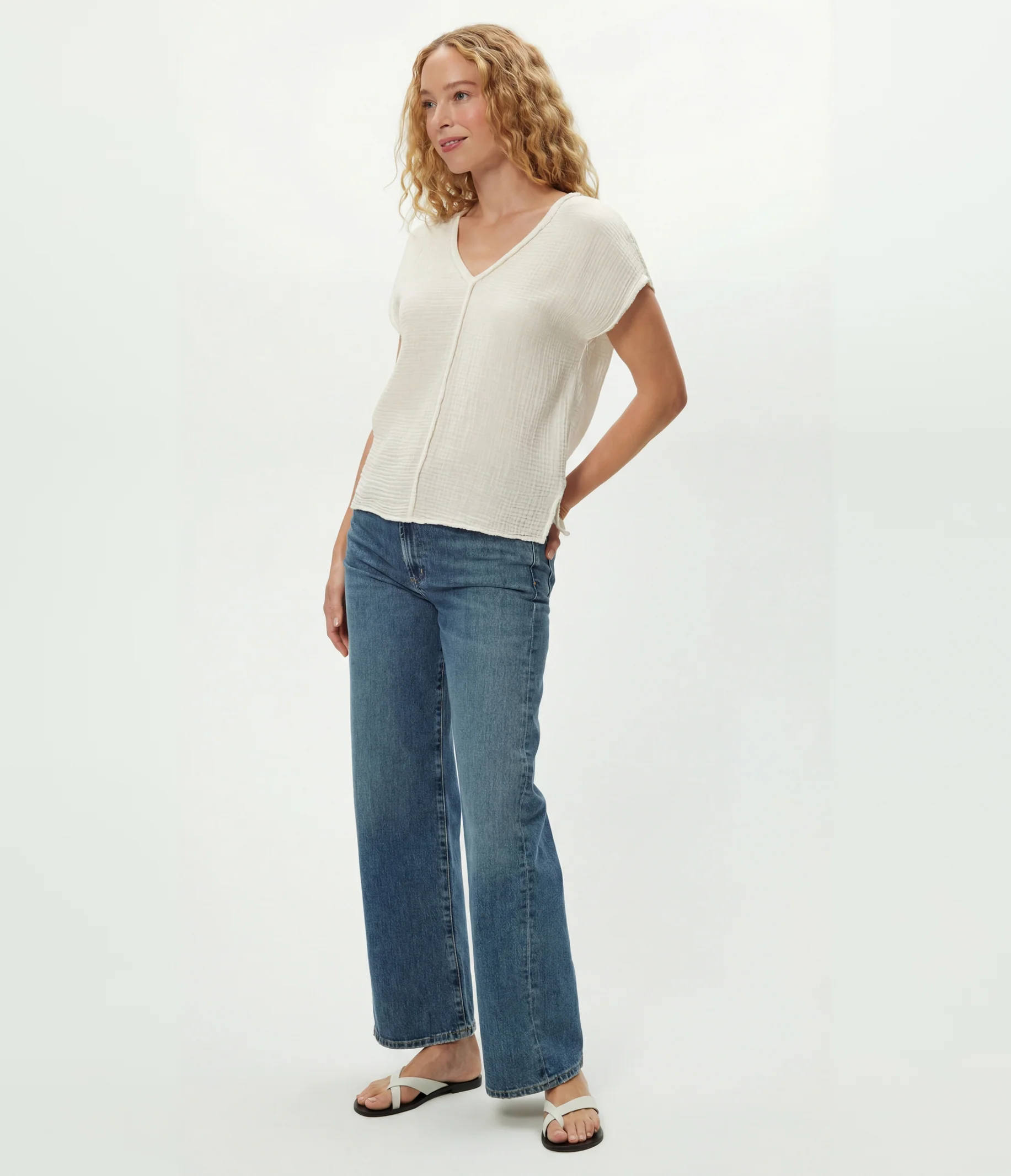 Draya Gauze V-Neck Top - Image 123