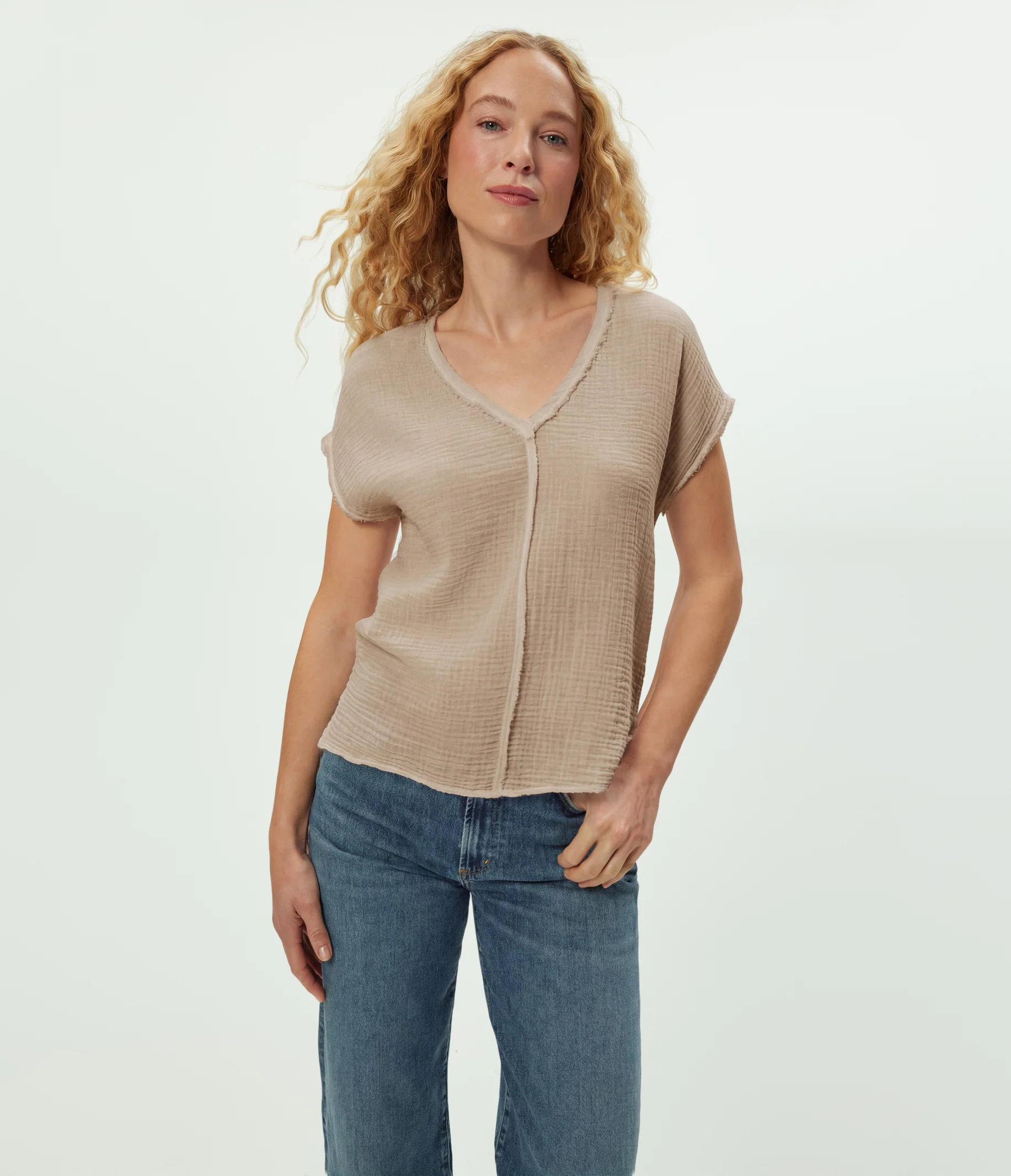 Draya Gauze V-Neck Top - Image 125