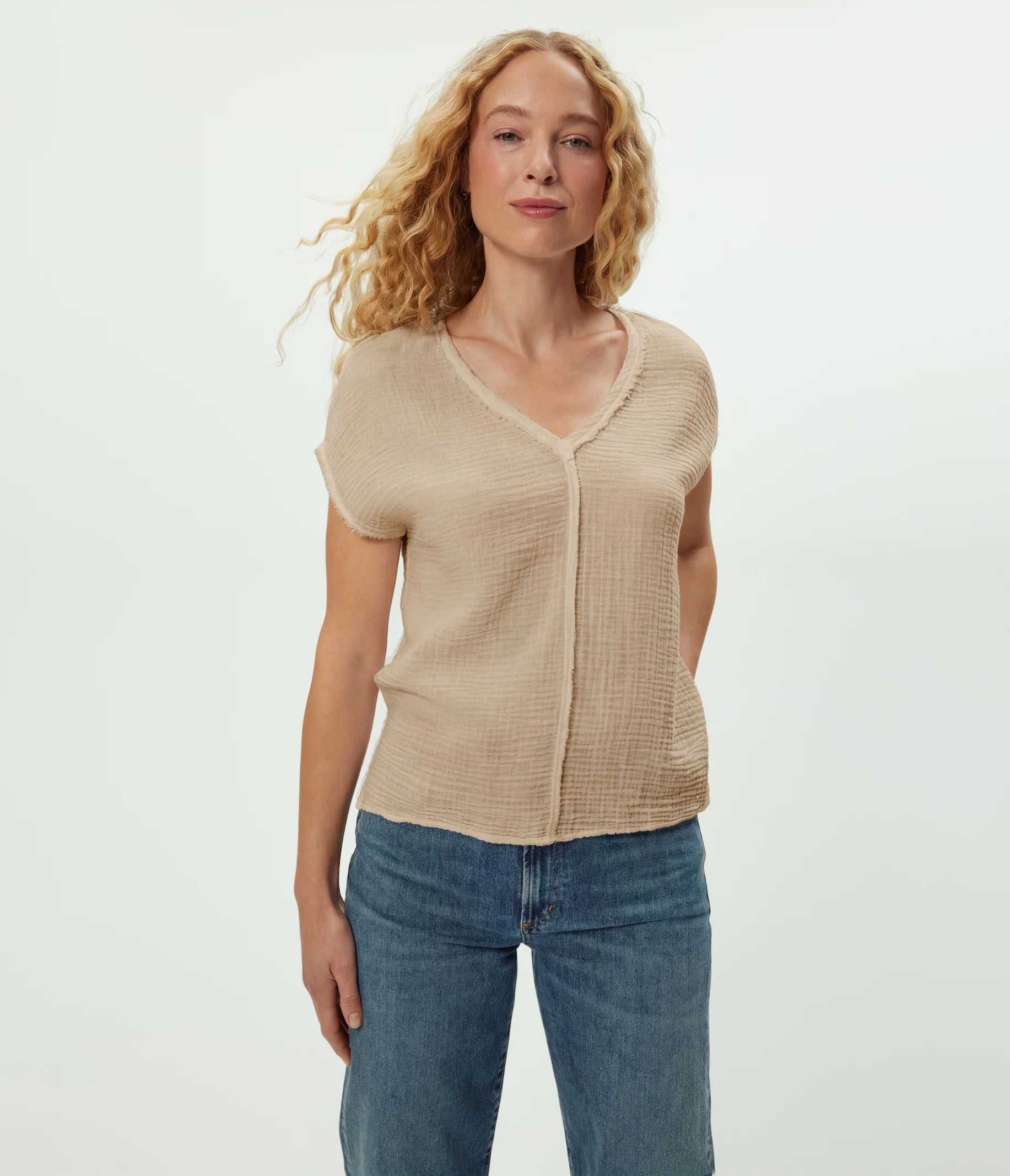 Draya Gauze V-Neck Top - Image 127