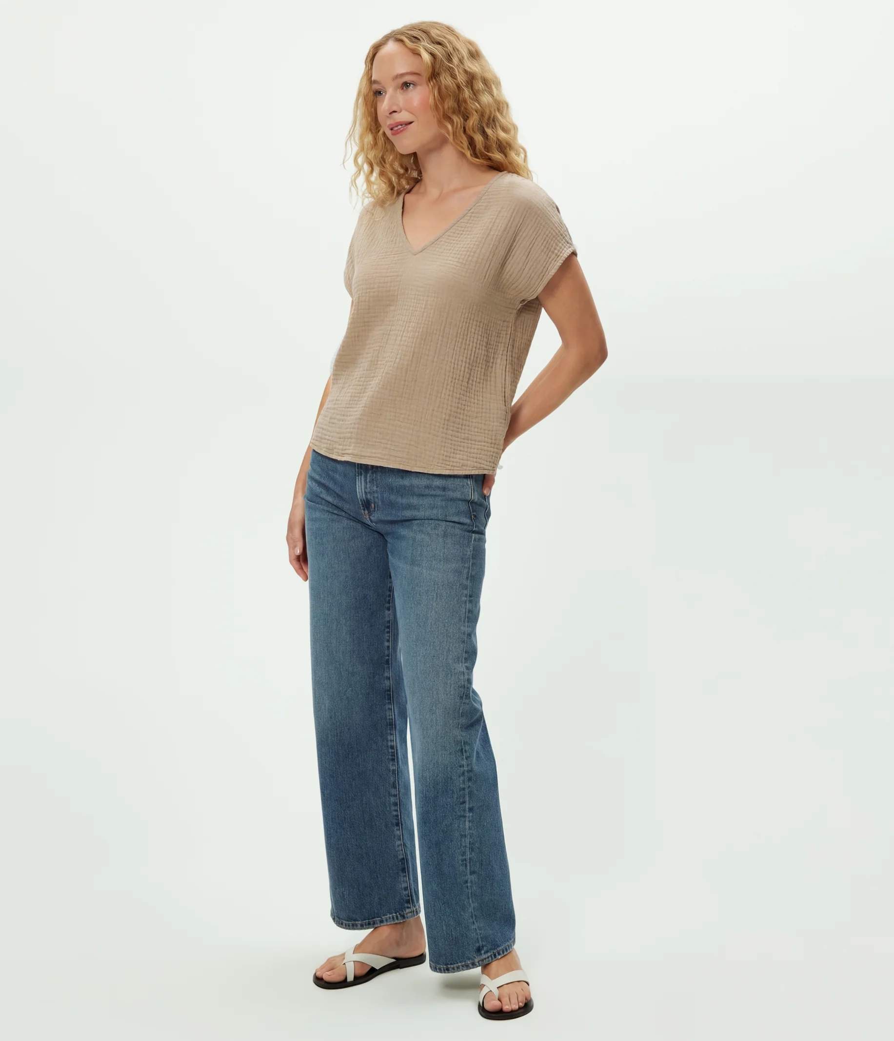 Draya Gauze V-Neck Top - Image 128