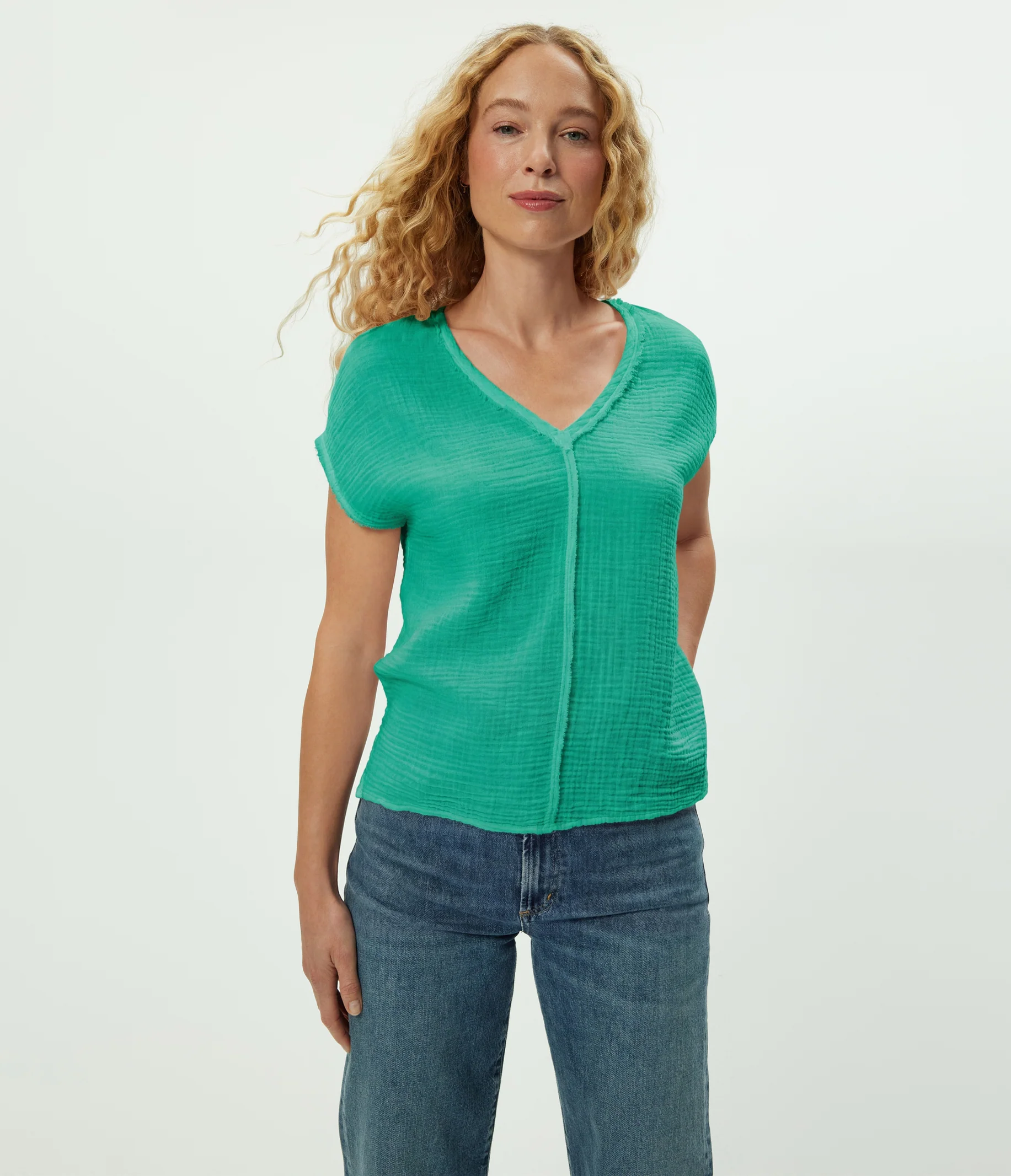 Draya Gauze V-Neck Top - Image 130