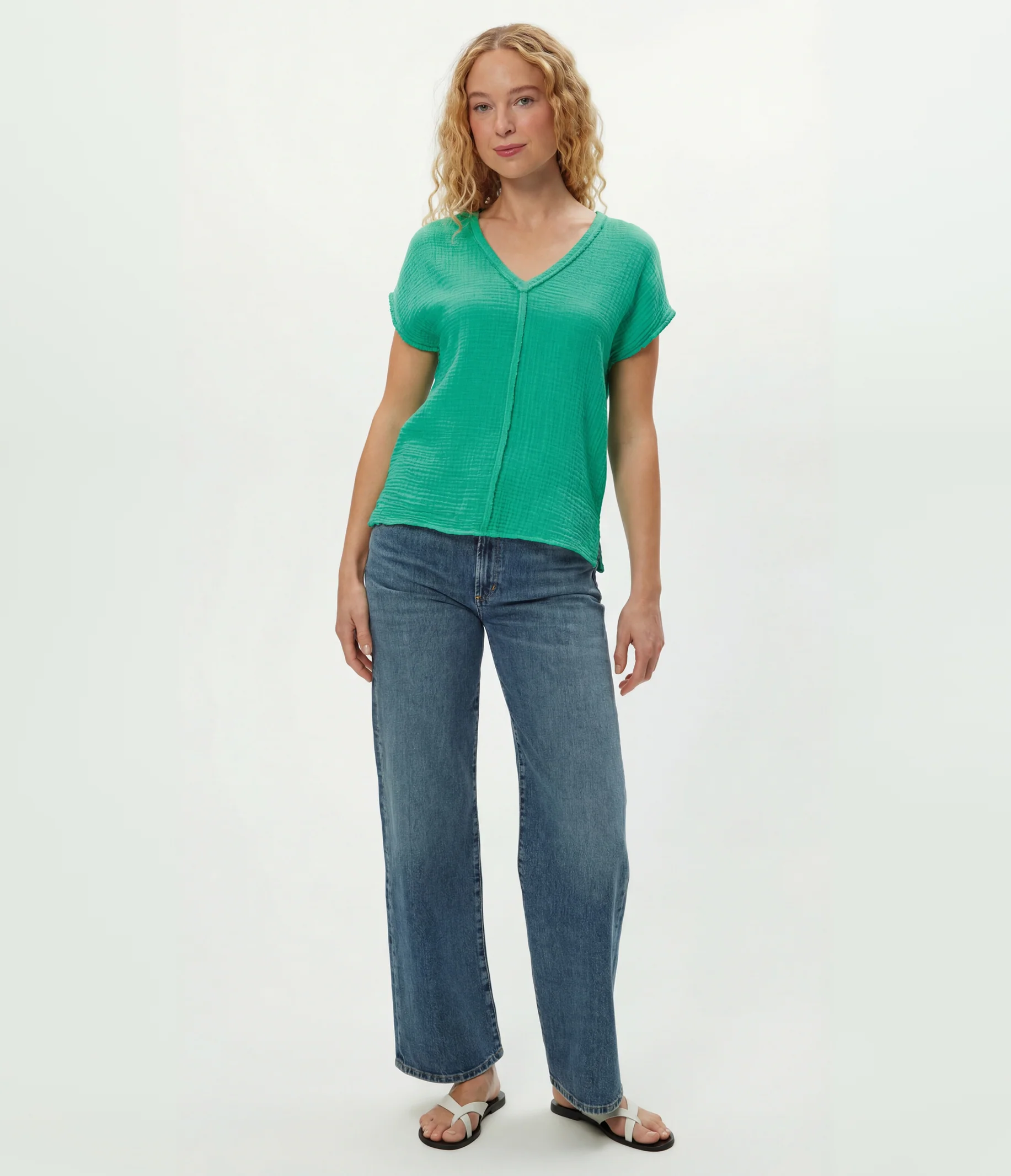 Draya Gauze V-Neck Top - Image 131