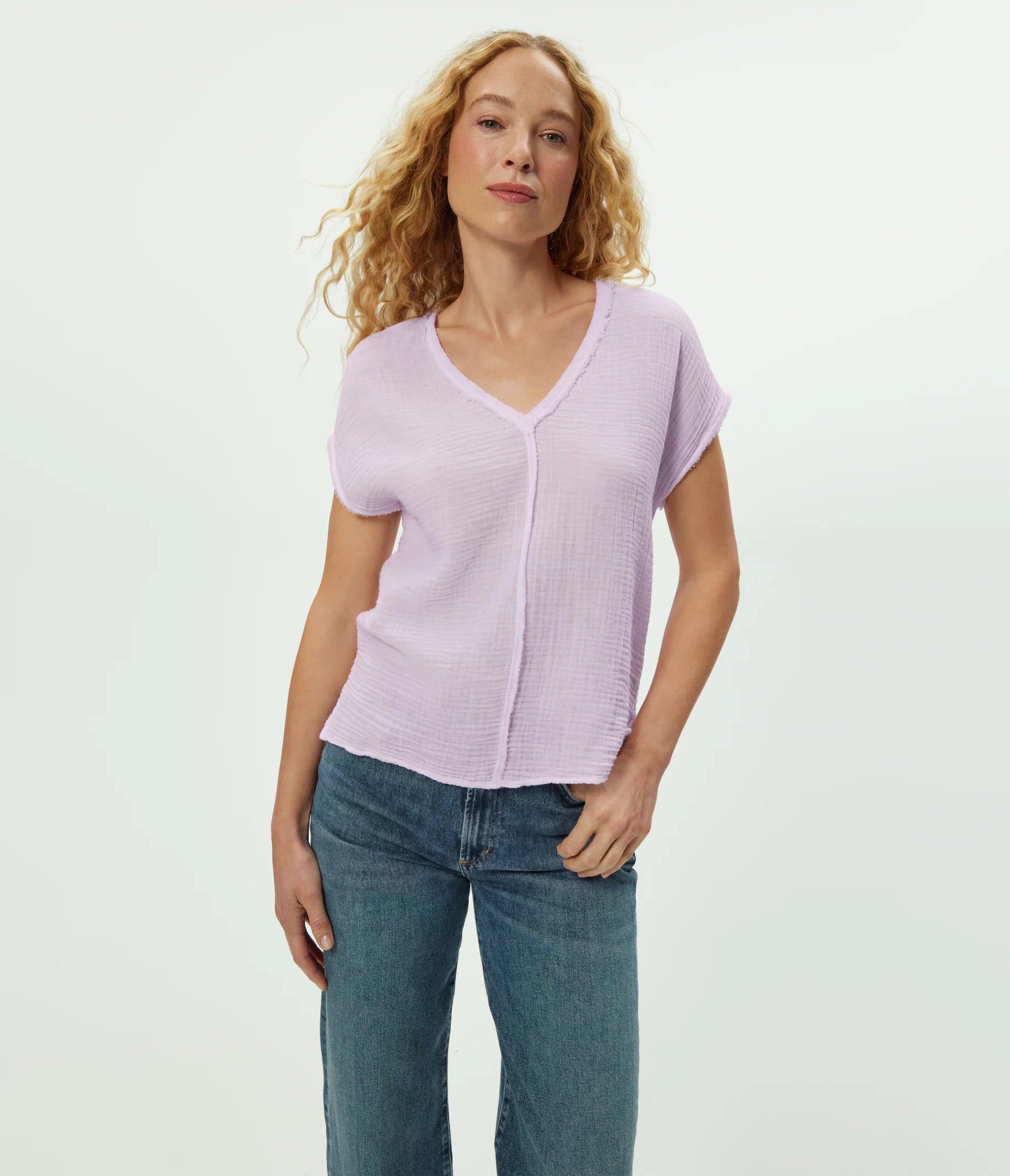 Draya Gauze V-Neck Top - Image 135