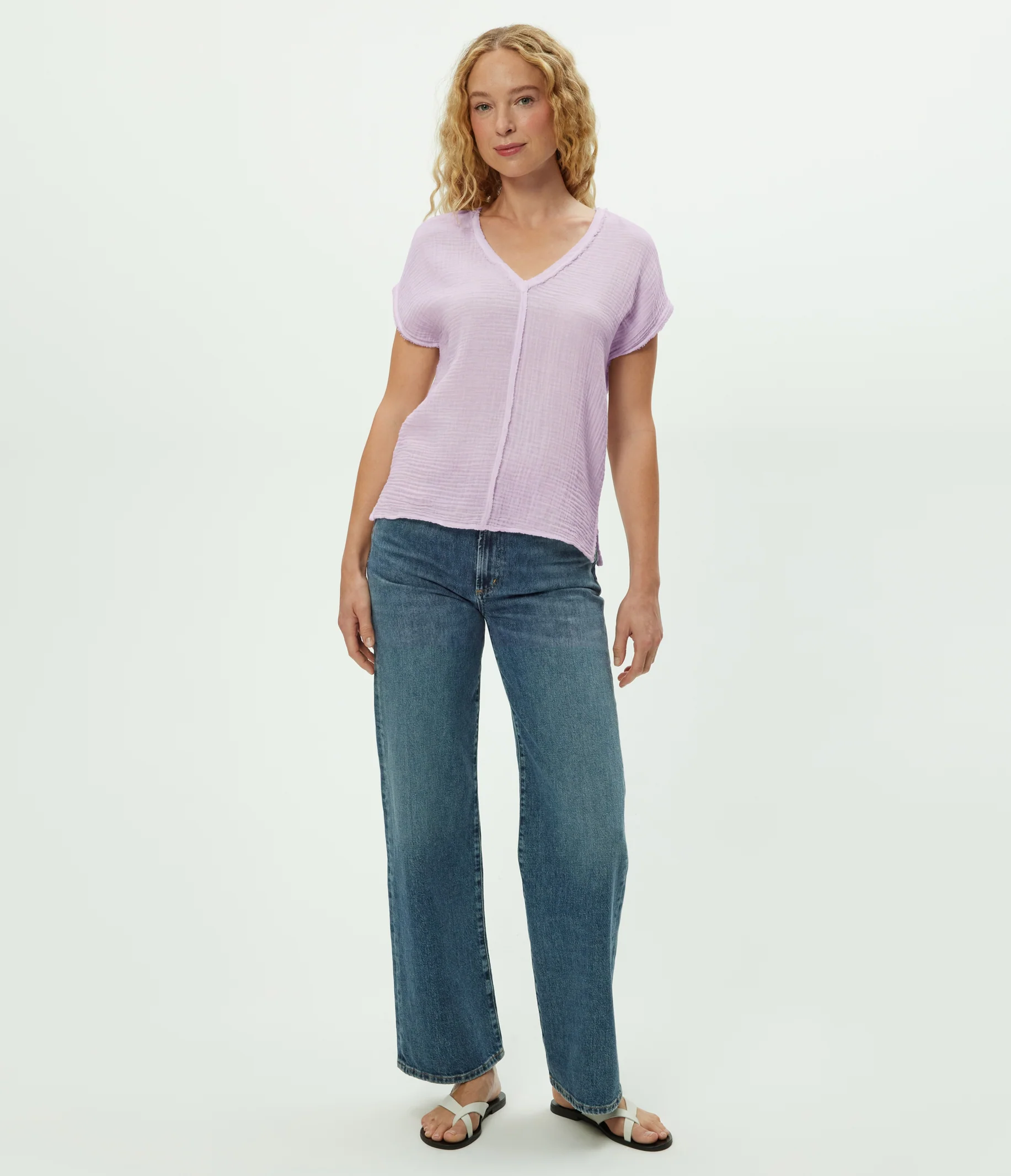 Draya Gauze V-Neck Top - Image 136