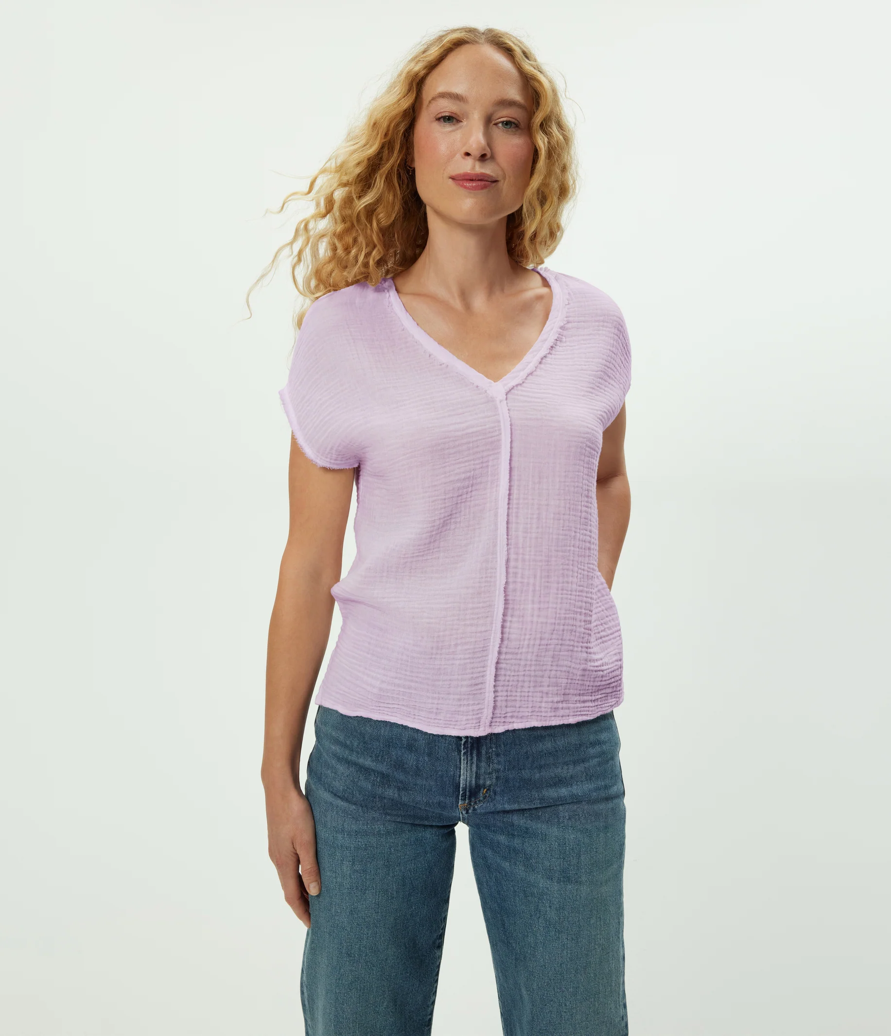 Draya Gauze V-Neck Top - Image 137