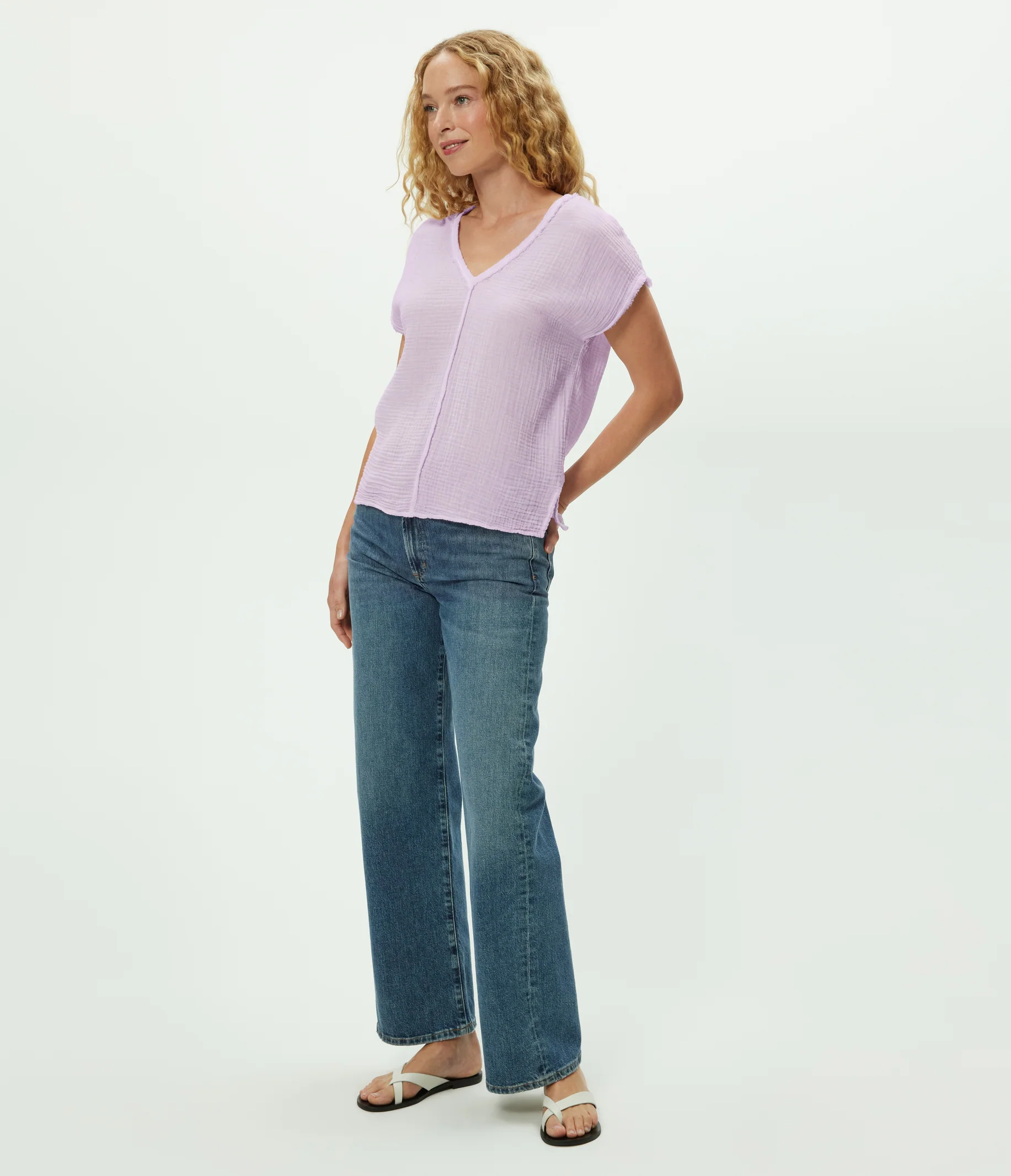 Draya Gauze V-Neck Top - Image 138