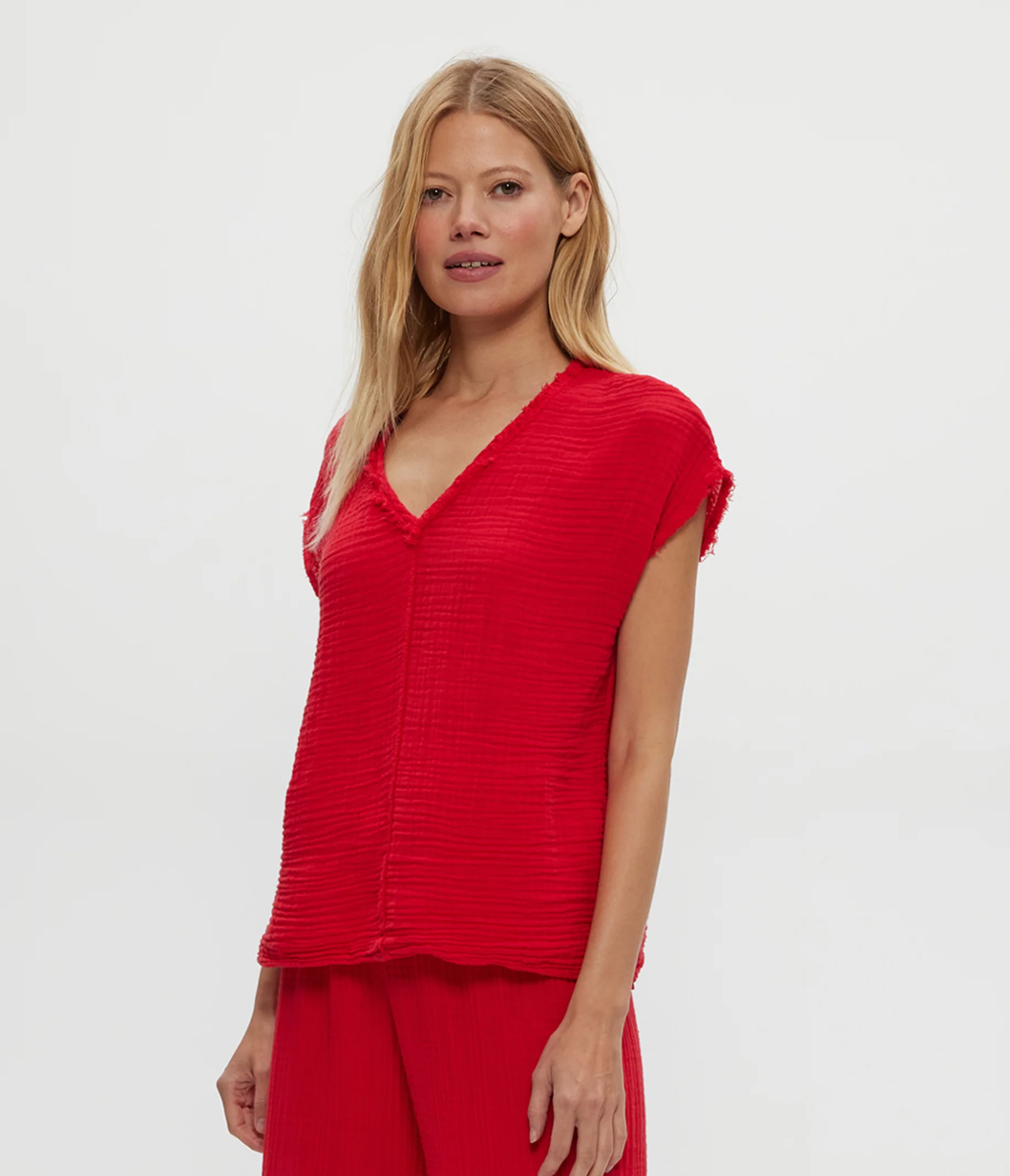 Draya Gauze V-Neck Top - Image 14