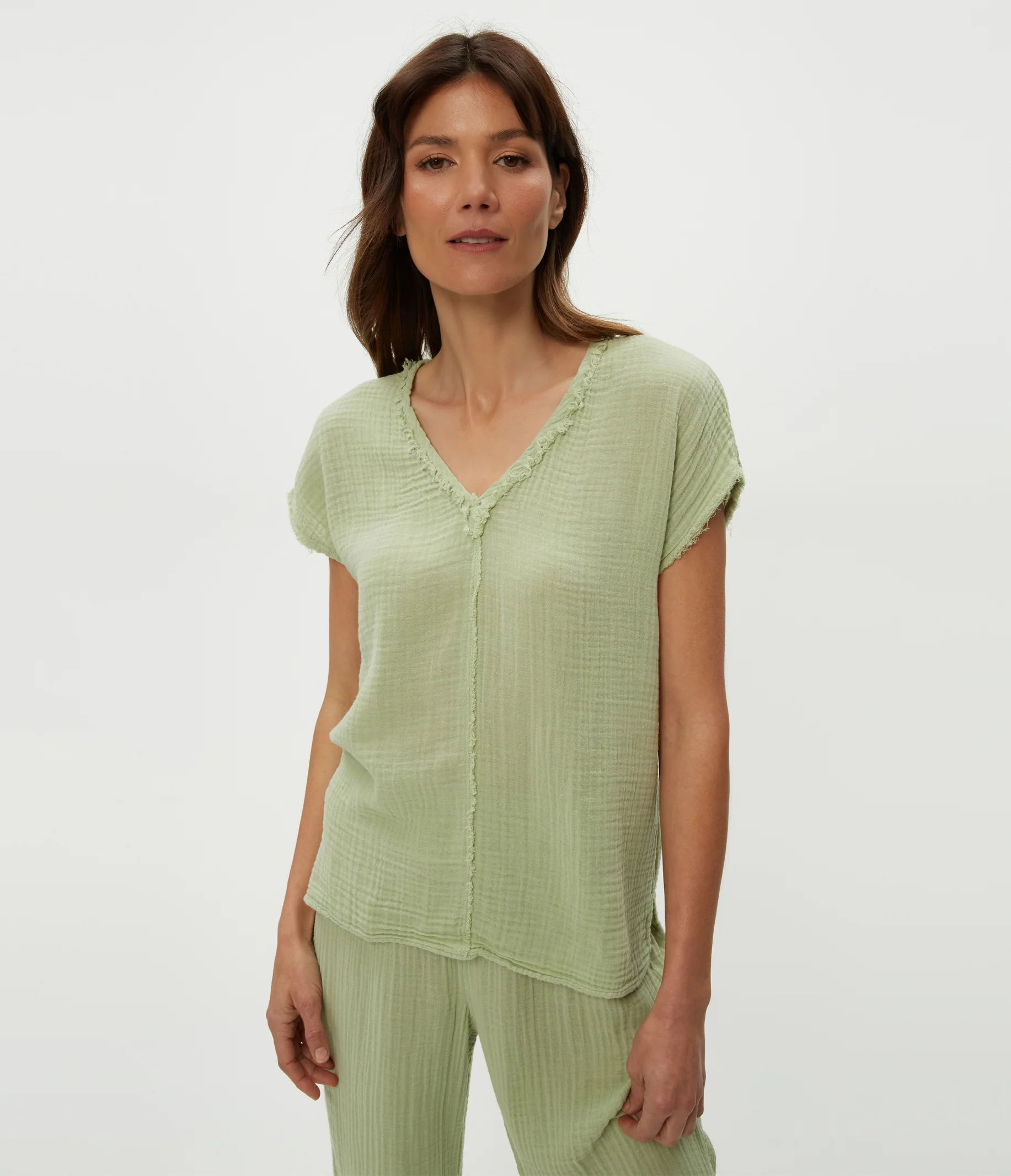 Draya Gauze V-Neck Top - Image 16