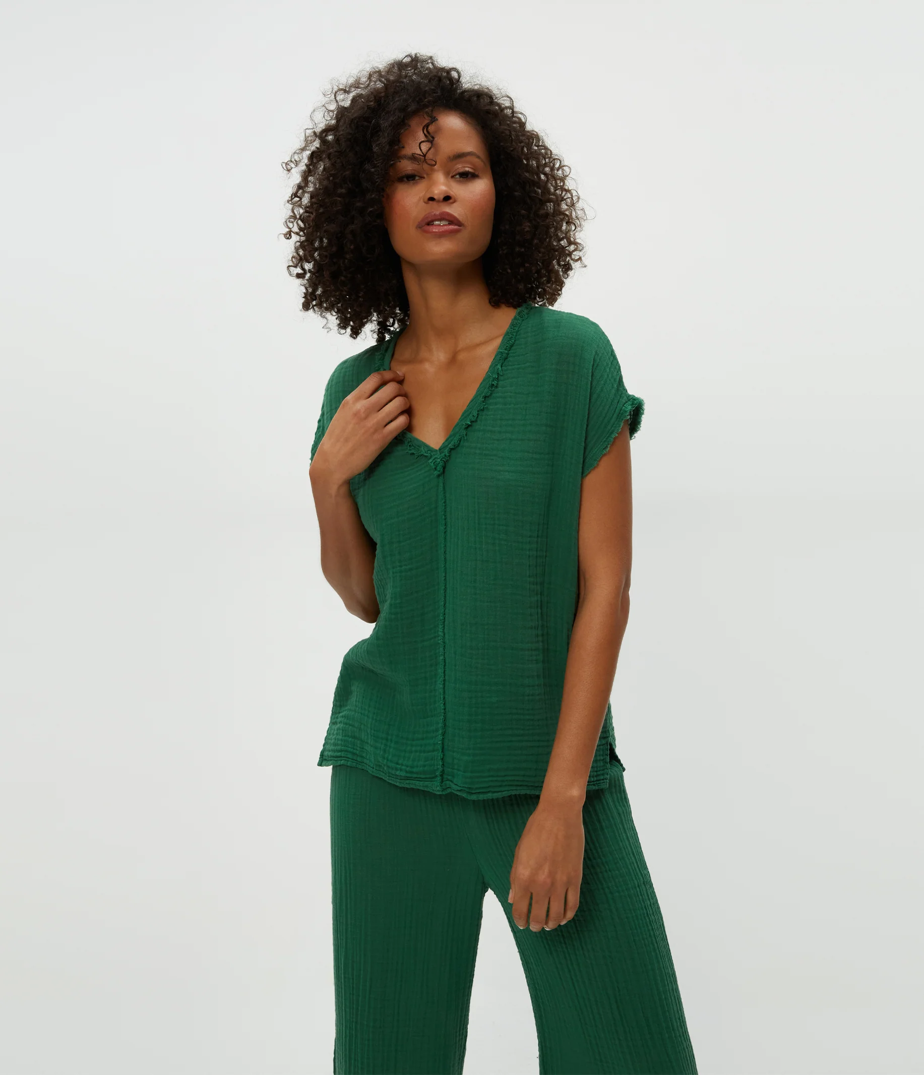 Draya Gauze V-Neck Top - Image 21