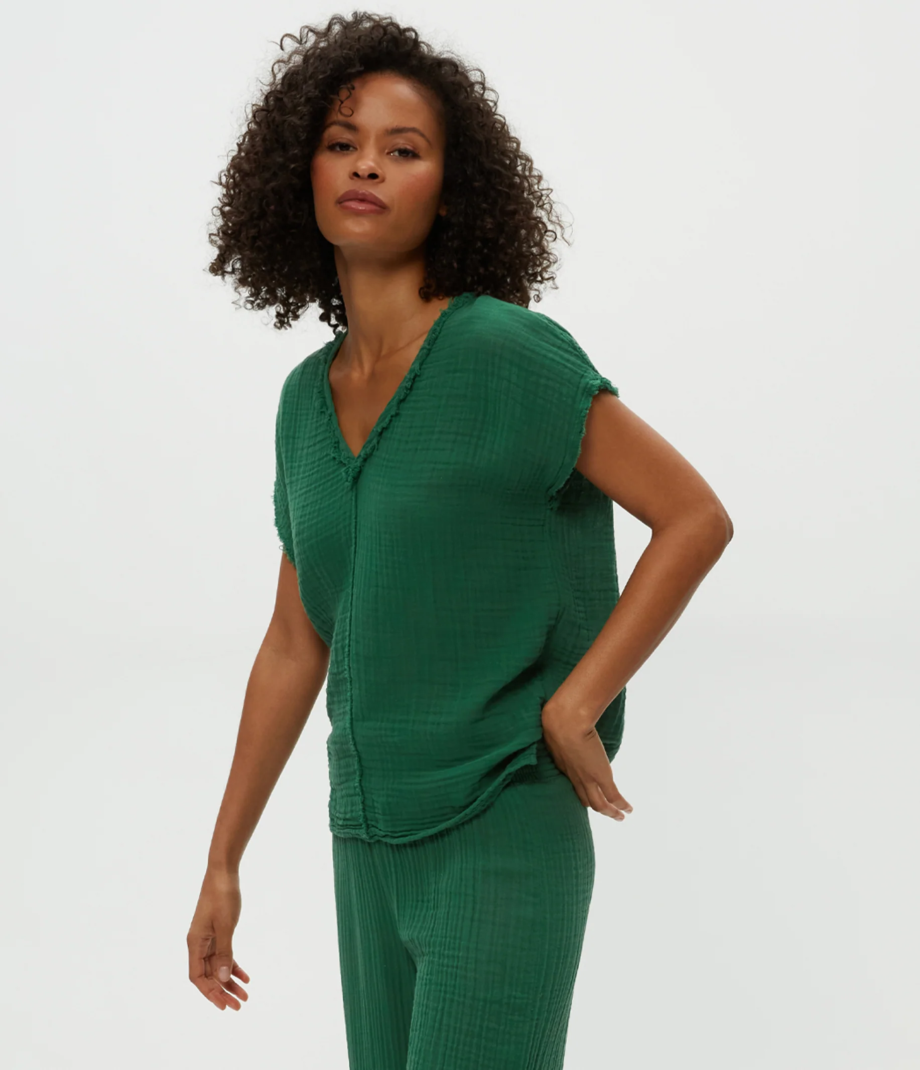 Draya Gauze V-Neck Top - Image 22