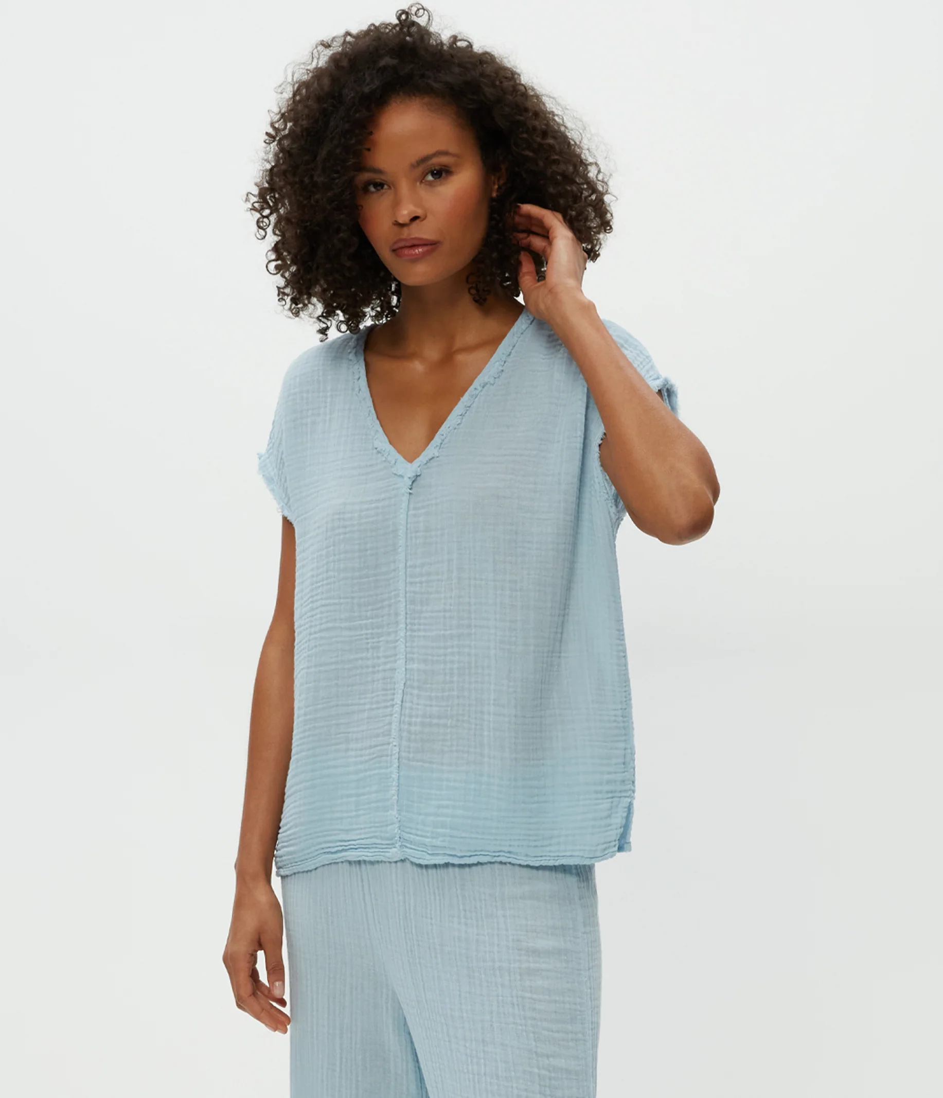 Draya Gauze V-Neck Top - Image 26