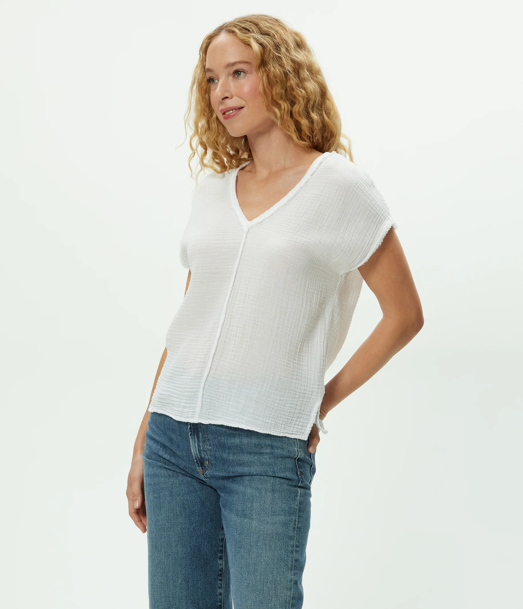 Draya Gauze V-Neck Top - Image 3