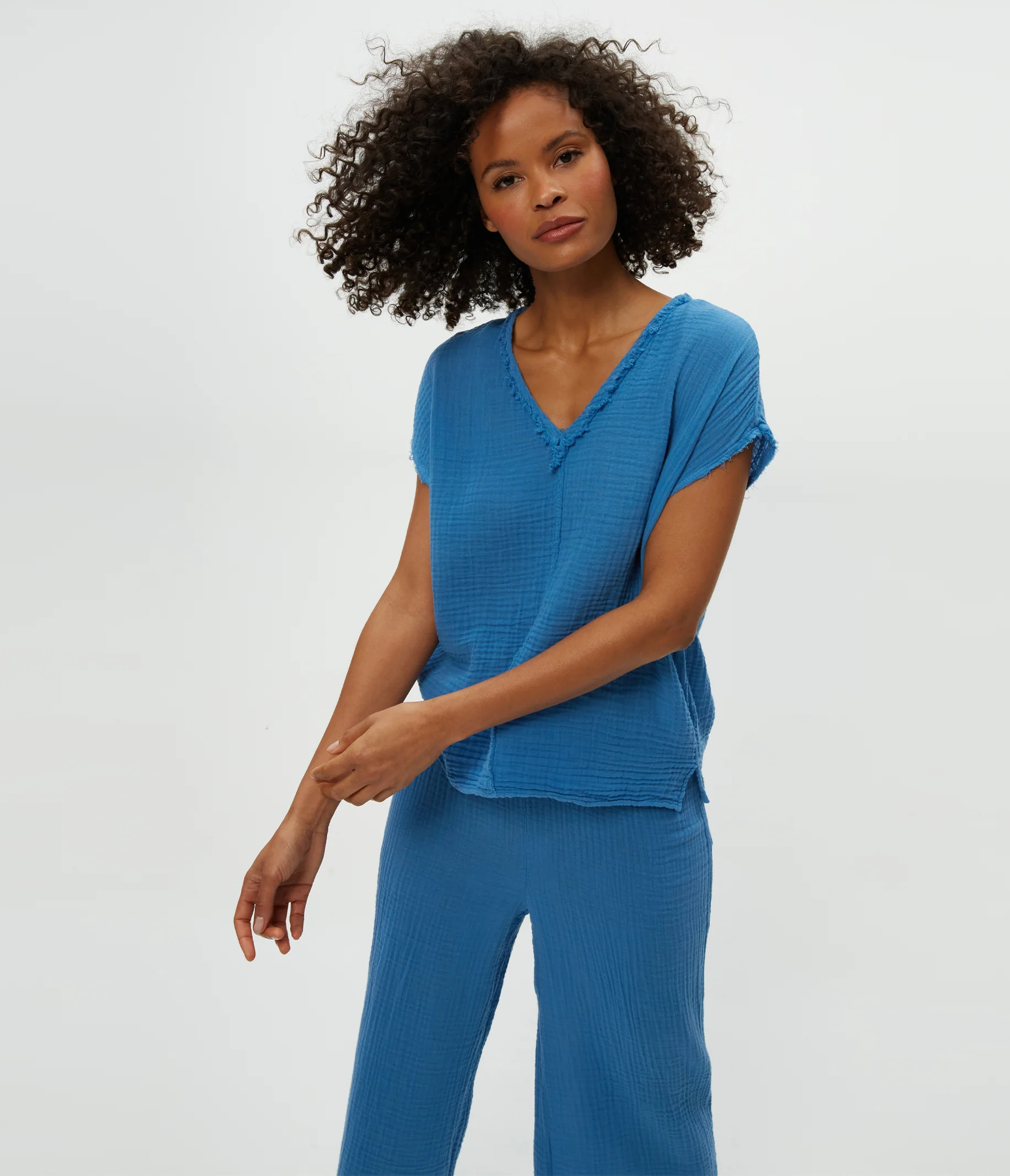 Draya Gauze V-Neck Top - Image 32