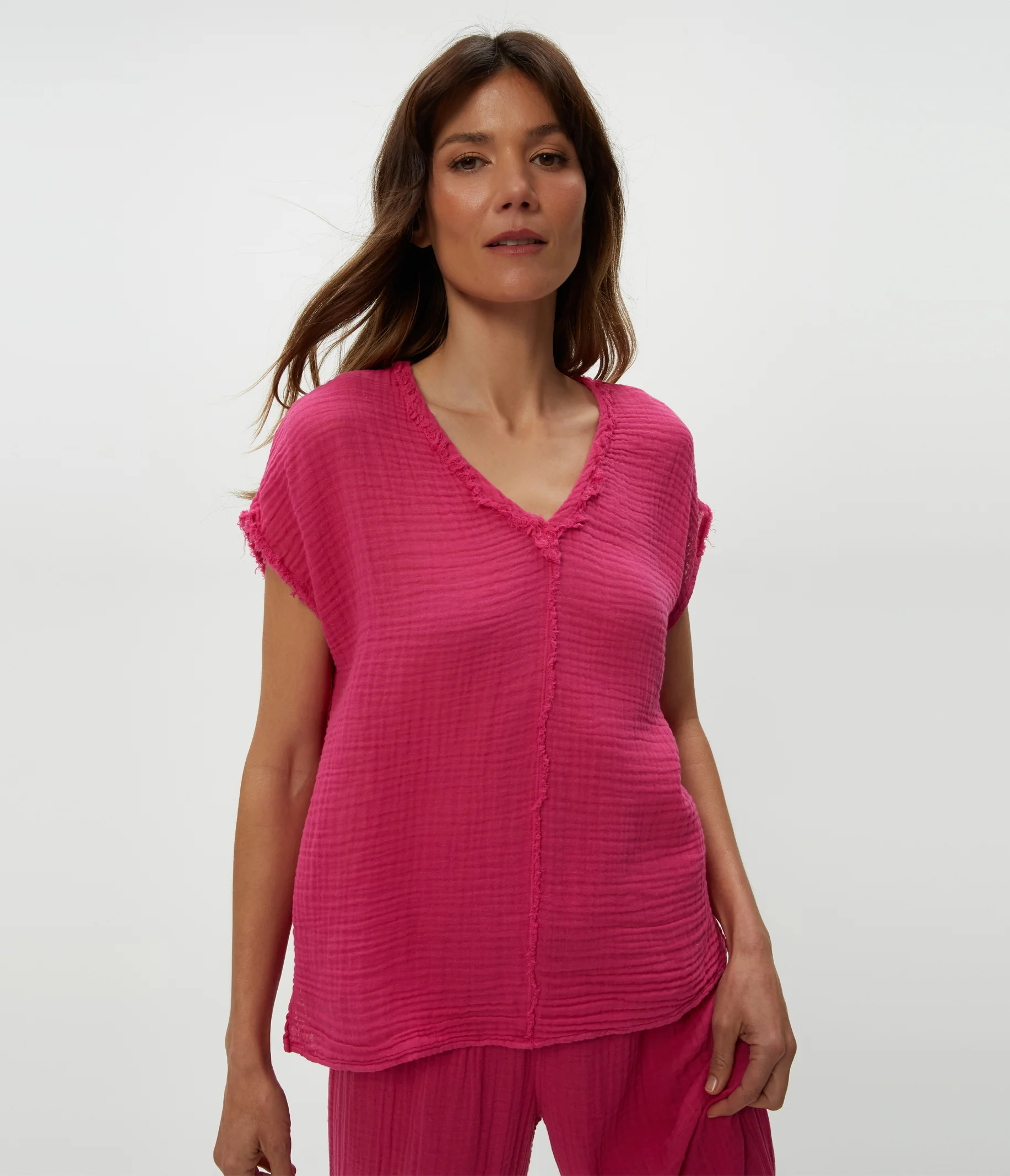 Draya Gauze V-Neck Top - Image 36