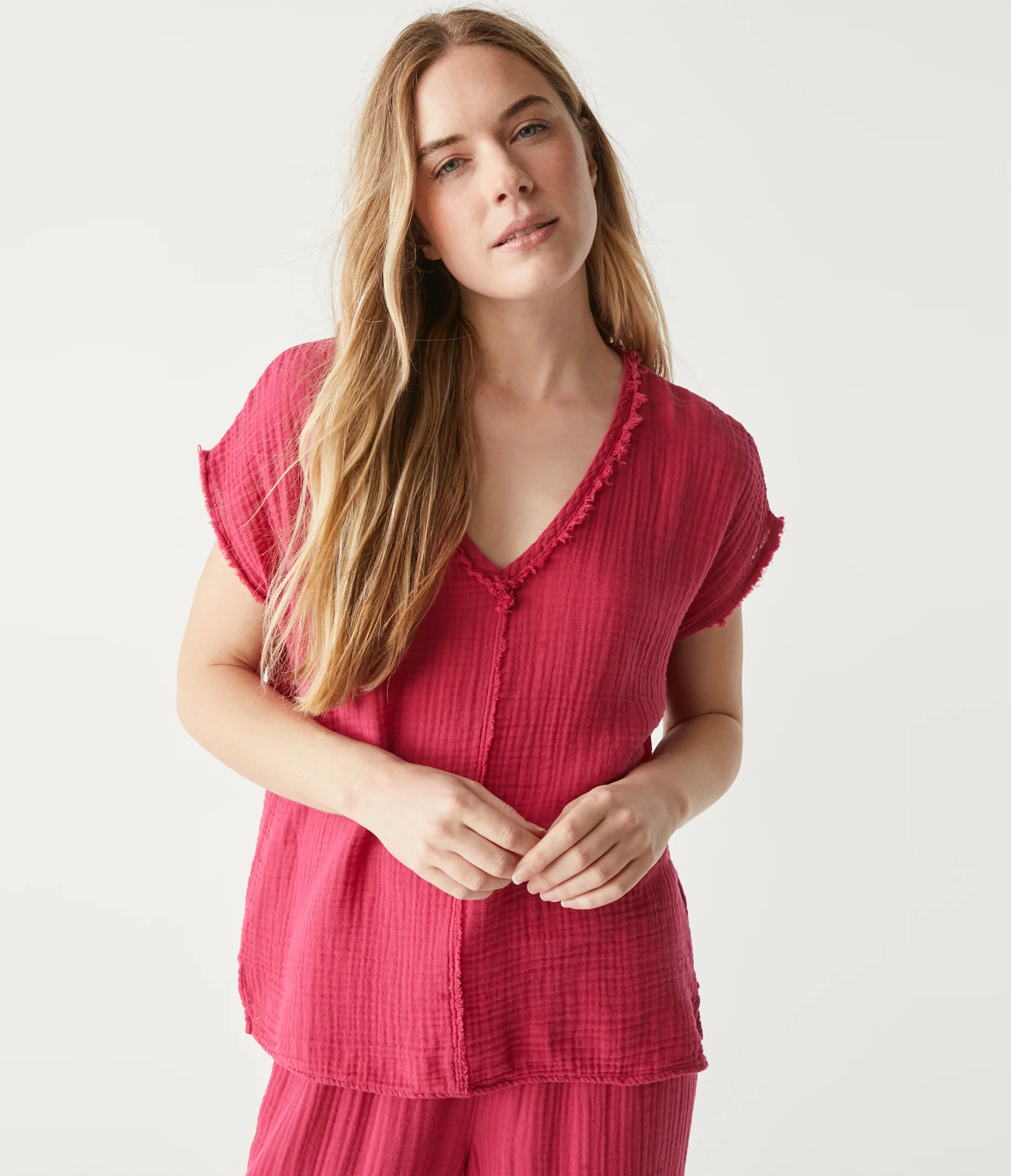 Draya Gauze V-Neck Top - Image 44