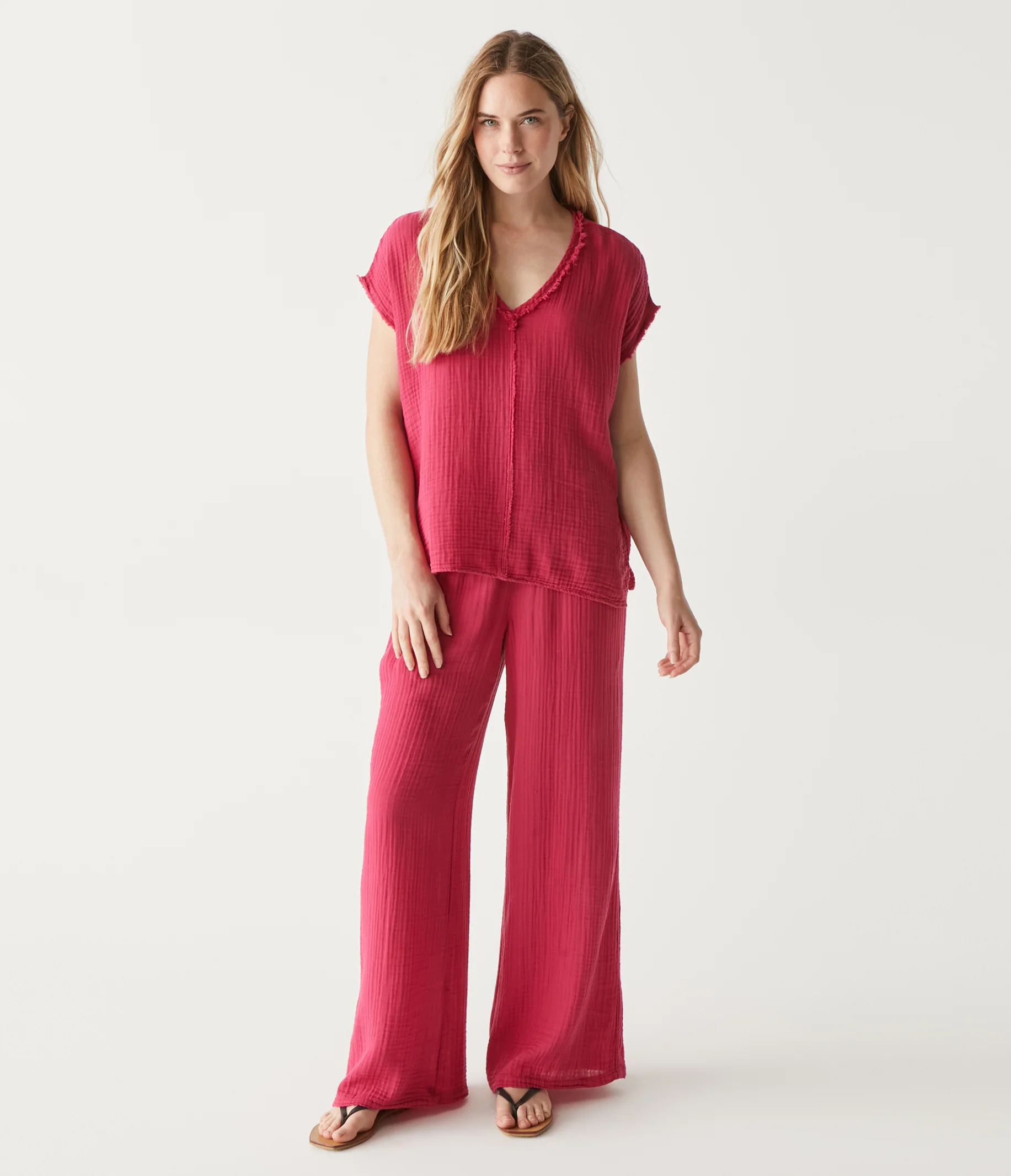 Draya Gauze V-Neck Top - Image 45