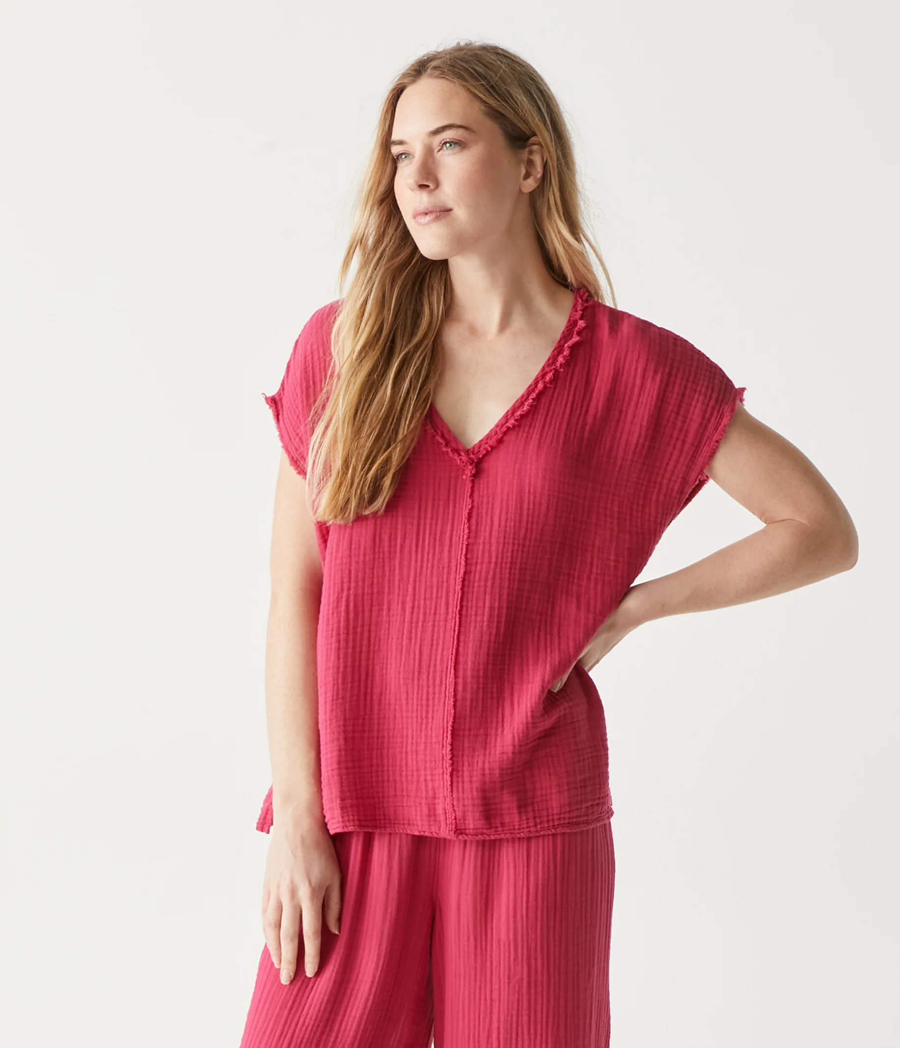 Draya Gauze V-Neck Top - Image 46