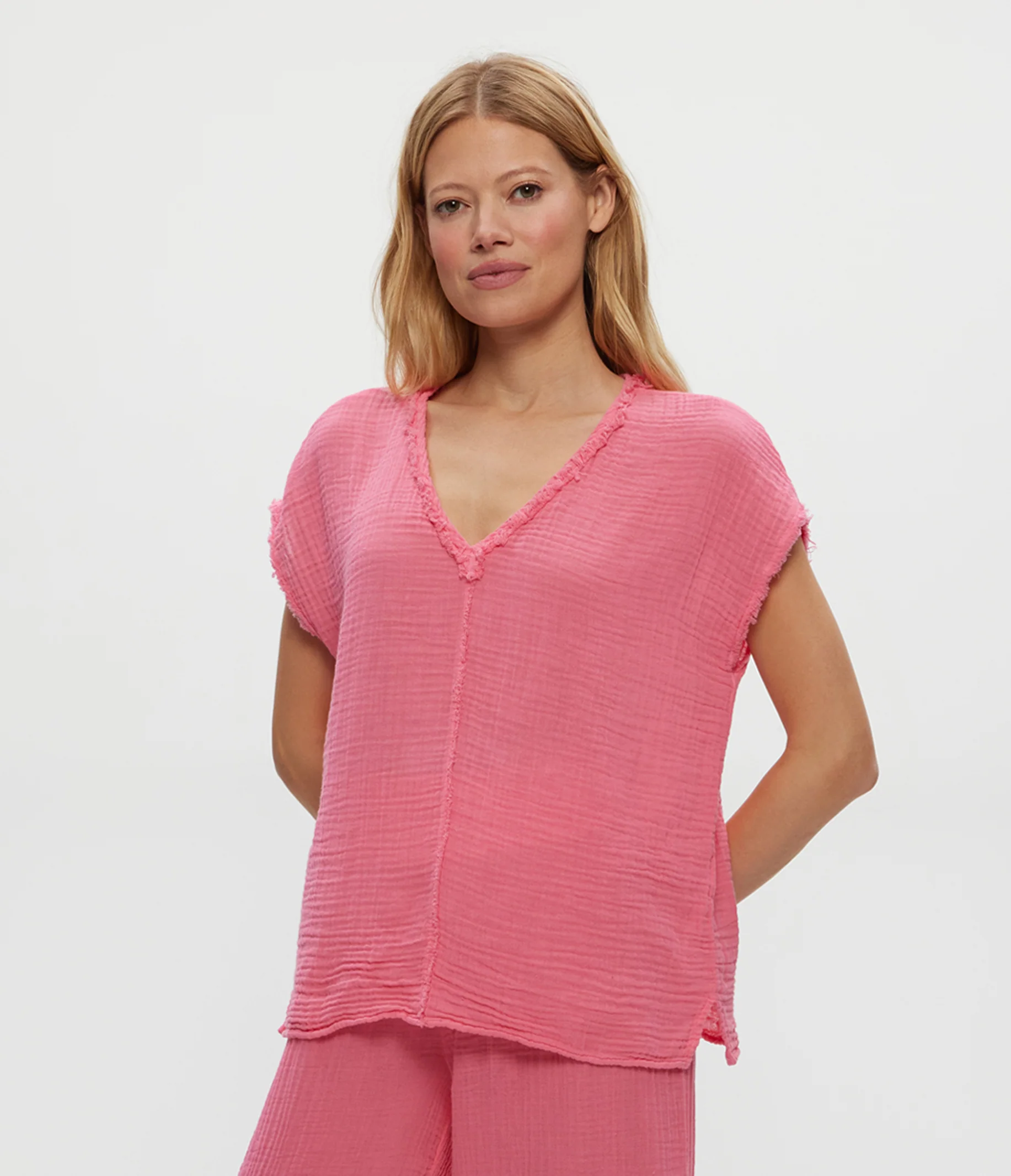 Draya Gauze V-Neck Top - Image 5